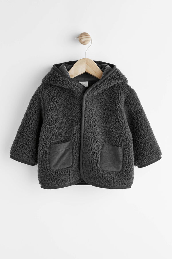 Charcoal Grey Teddy Baby Cosy Fleece Borg Jacket