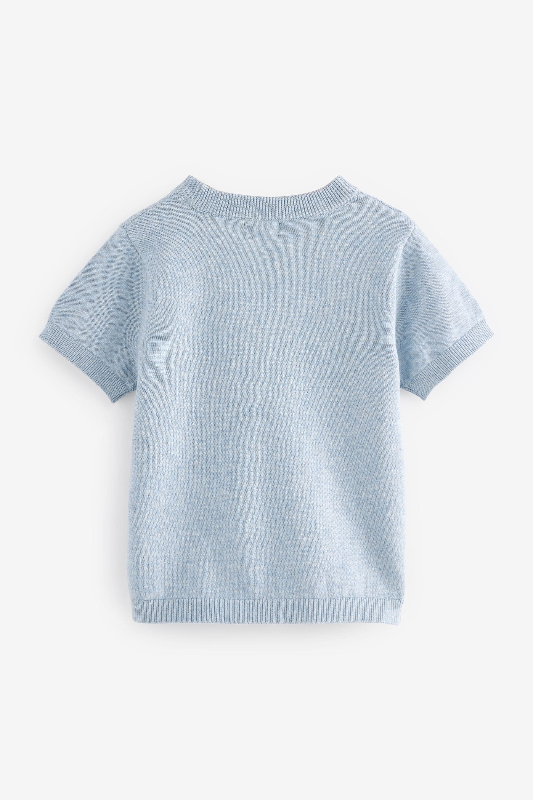 Blue 100% Cotton Textured Knitted T-Shirt (3mths-7yrs)