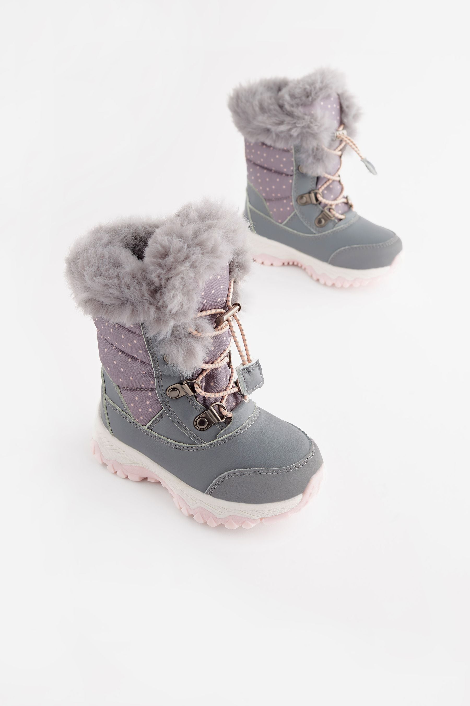 Grey Warm Lined Snow Boots