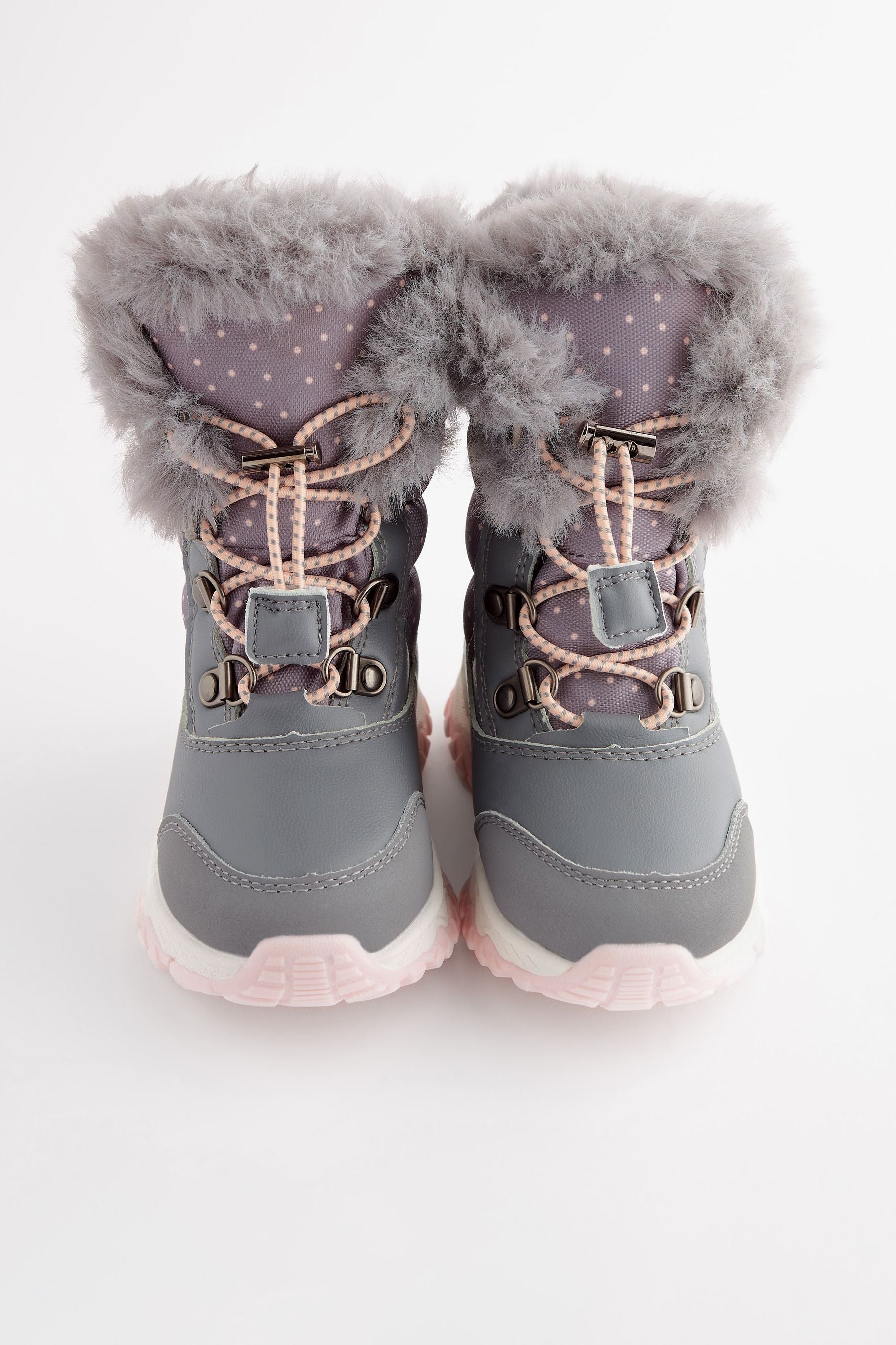 Grey Warm Lined Snow Boots