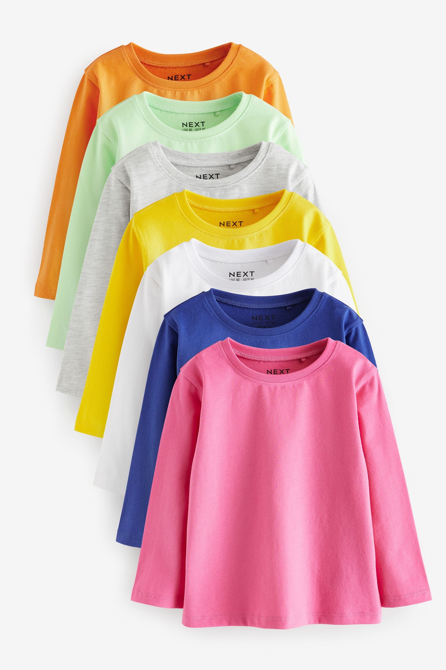 Bright Multicolour 100% Cotton Long Sleeve T-Shirts 7 Pack (3mths-7yrs)