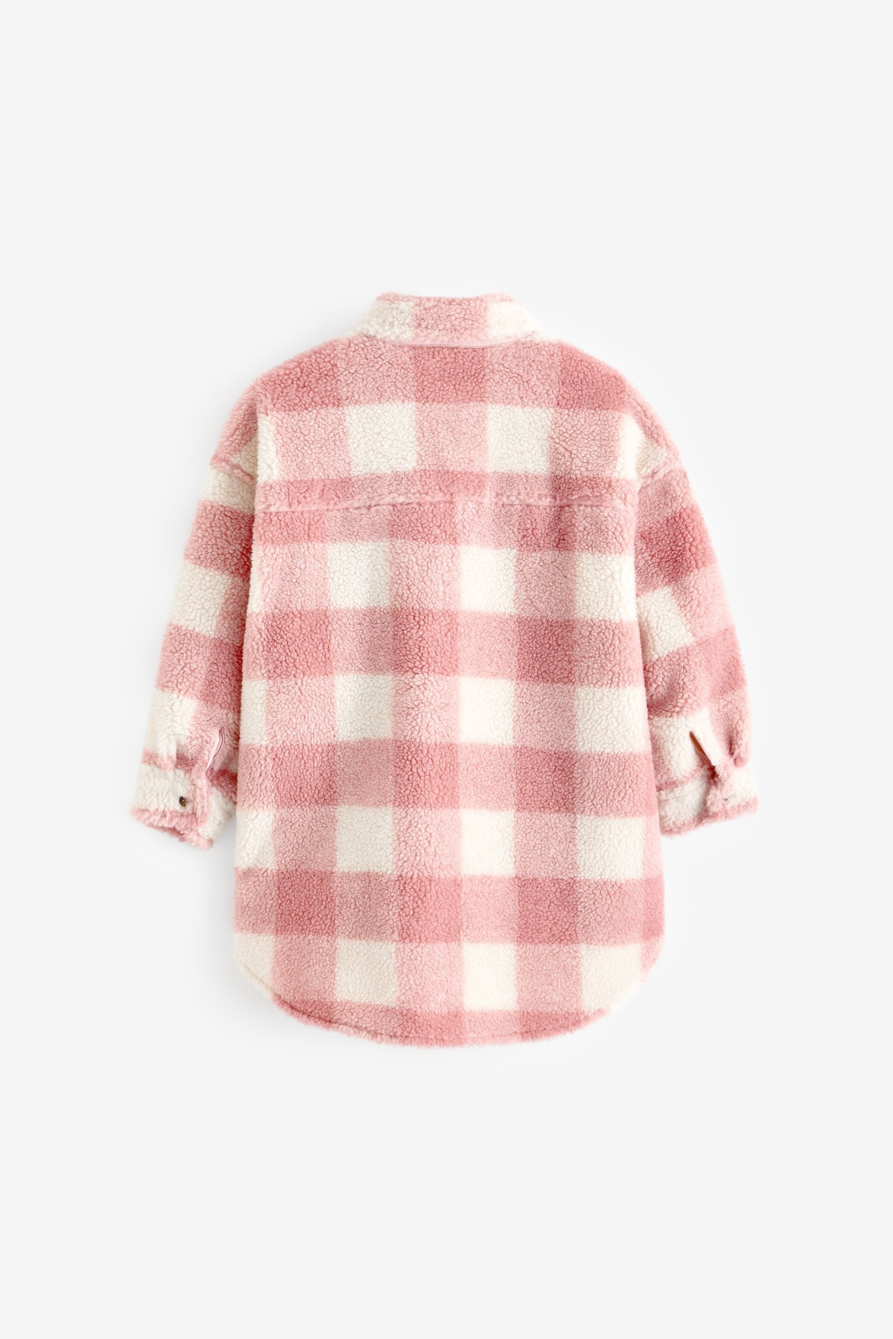 Pink Check Teddy Borg Fleece Shacket (3-16yrs)