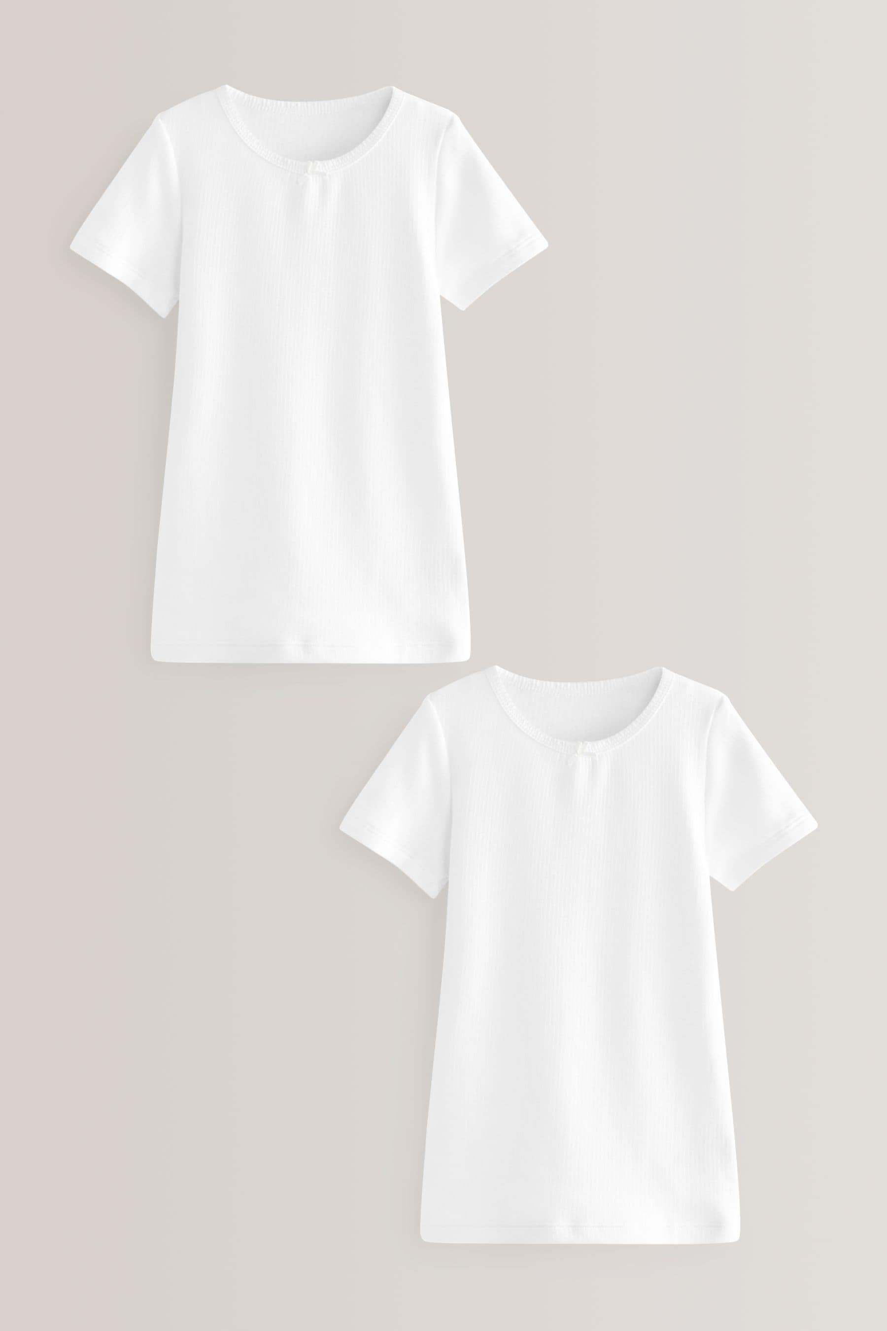 White Thermal 2 Pack Bow Trim T-Shirts (2-16yrs)