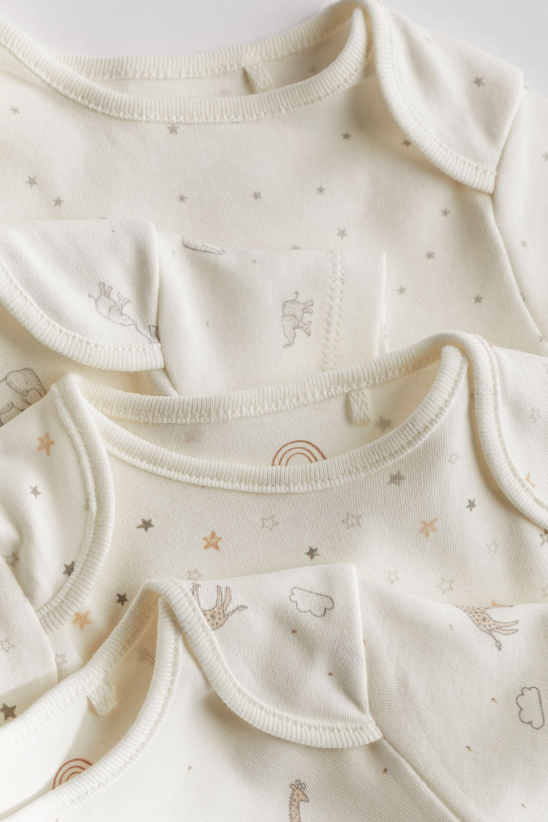 Delicate White Animal 4 Pack Baby Printed Short Sleeve Bodysuits