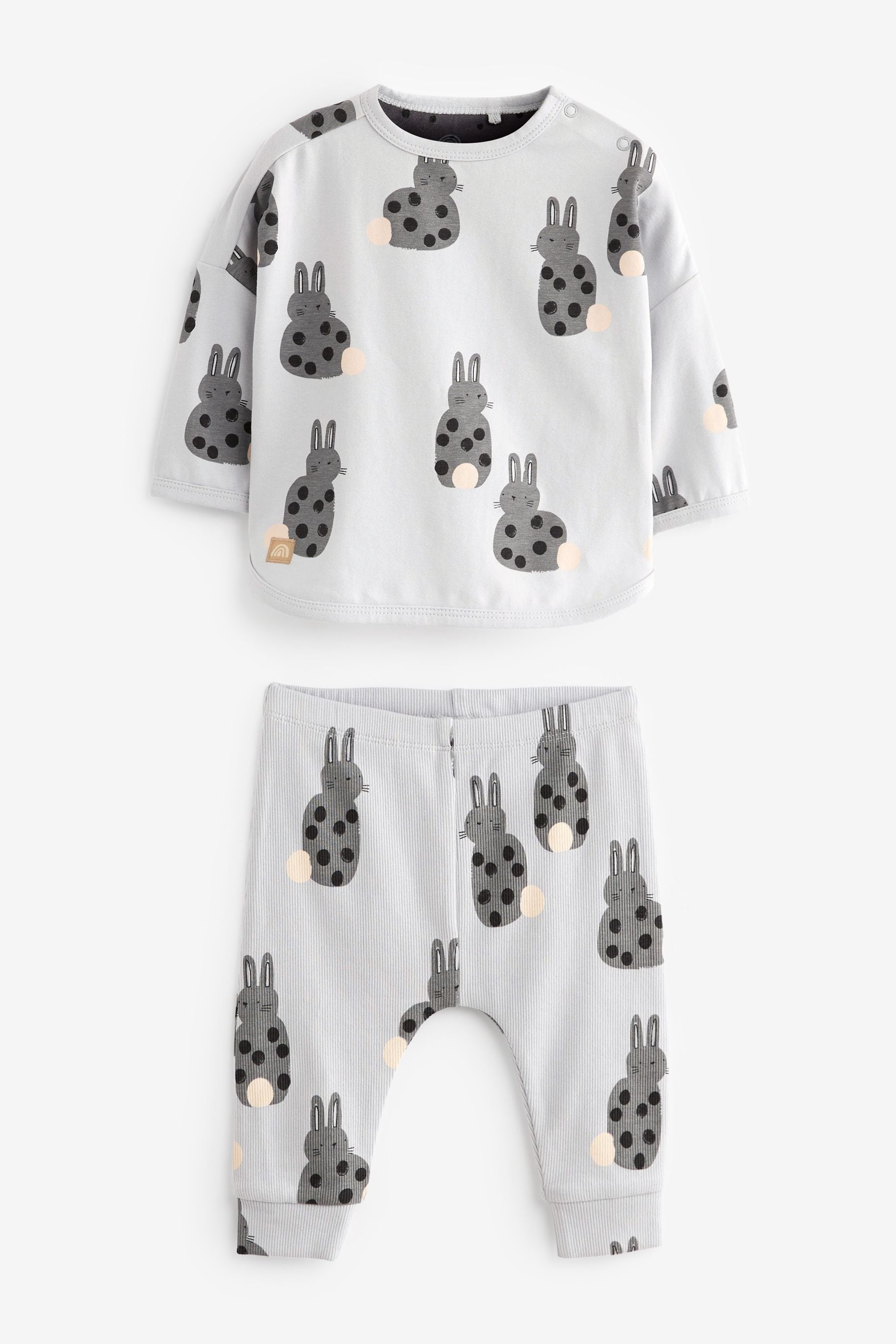 Monochrome Bunny 6 Piece Baby T-Shirts and Leggings Set