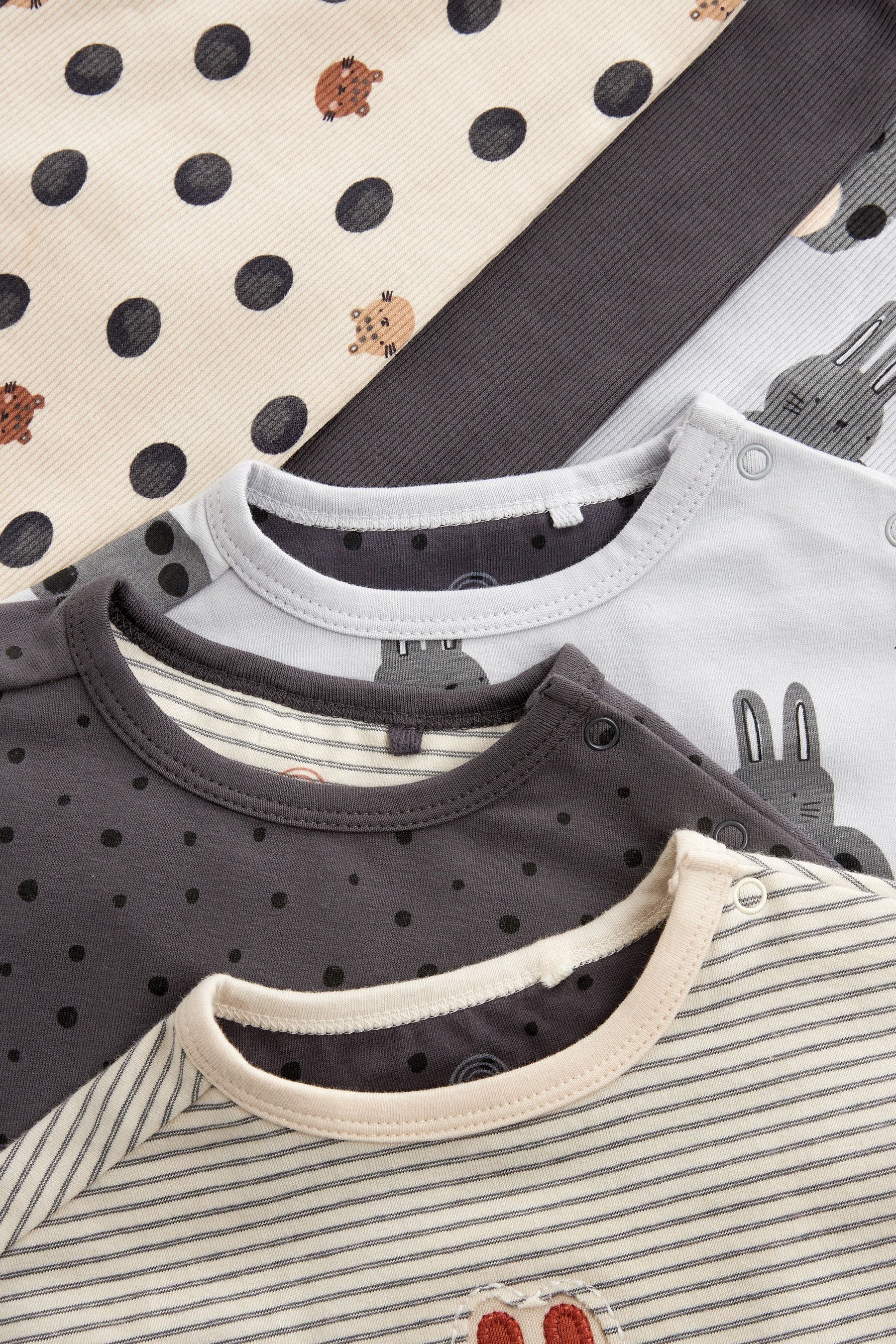 Monochrome Bunny 6 Piece Baby T-Shirts and Leggings Set