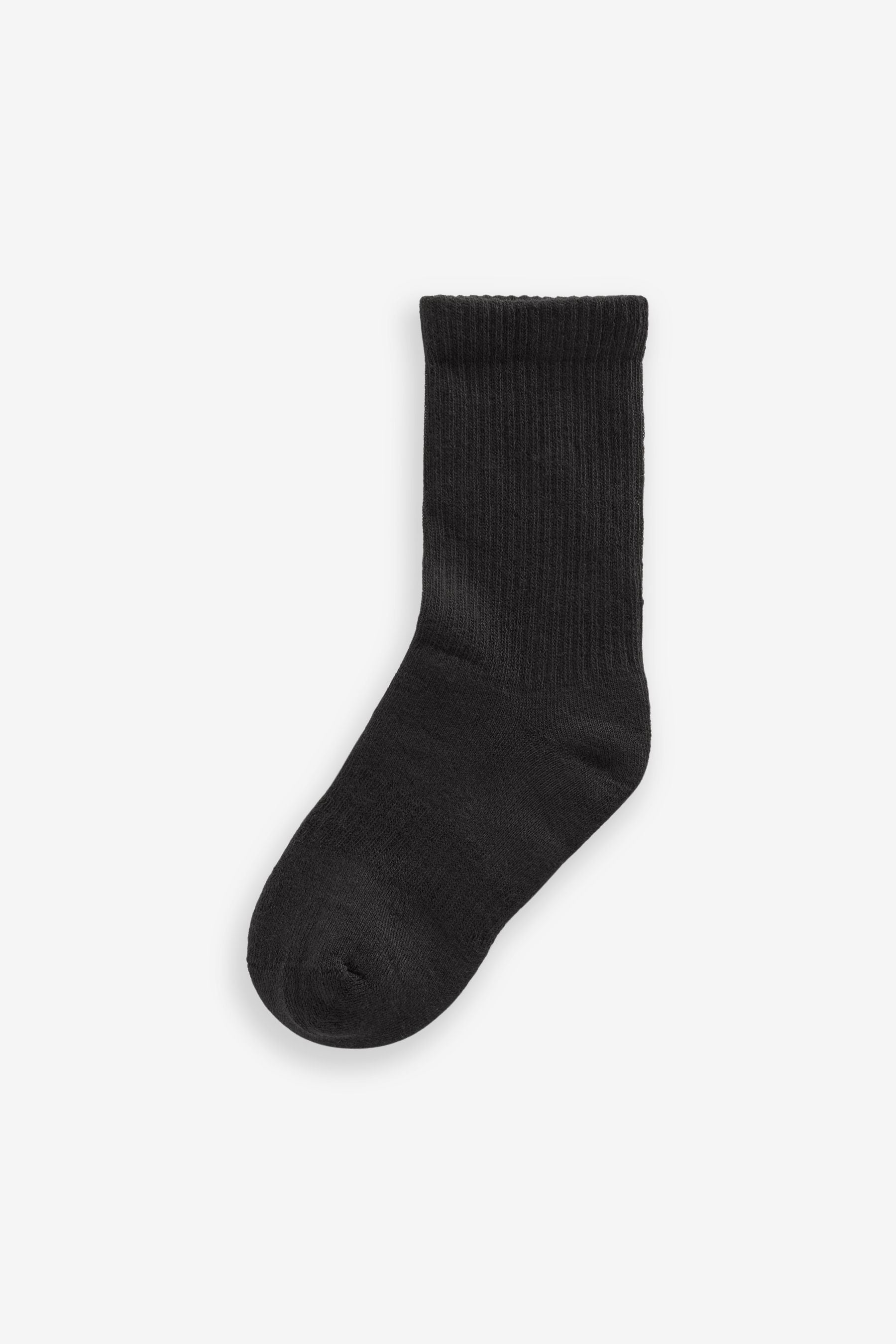 Black 10 Pack Cotton Rich Cushioned Footbed Ribbed Socks