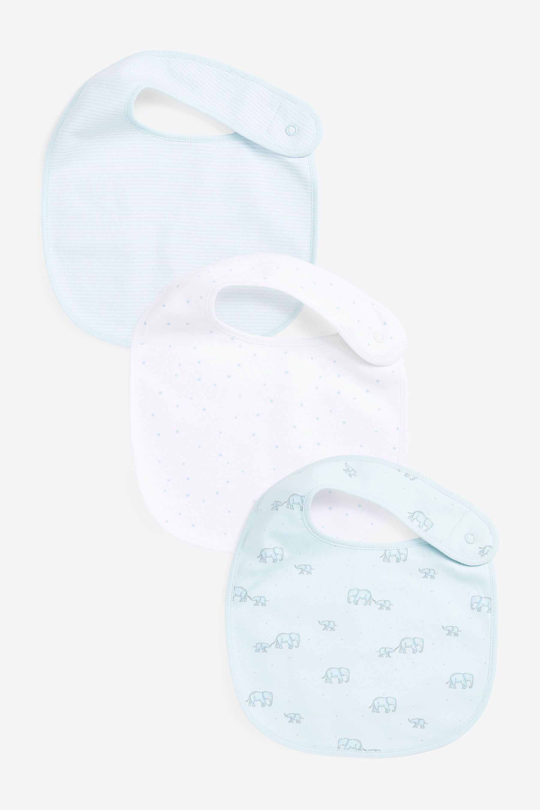 Blue Elephant 3 Pack Baby Bibs