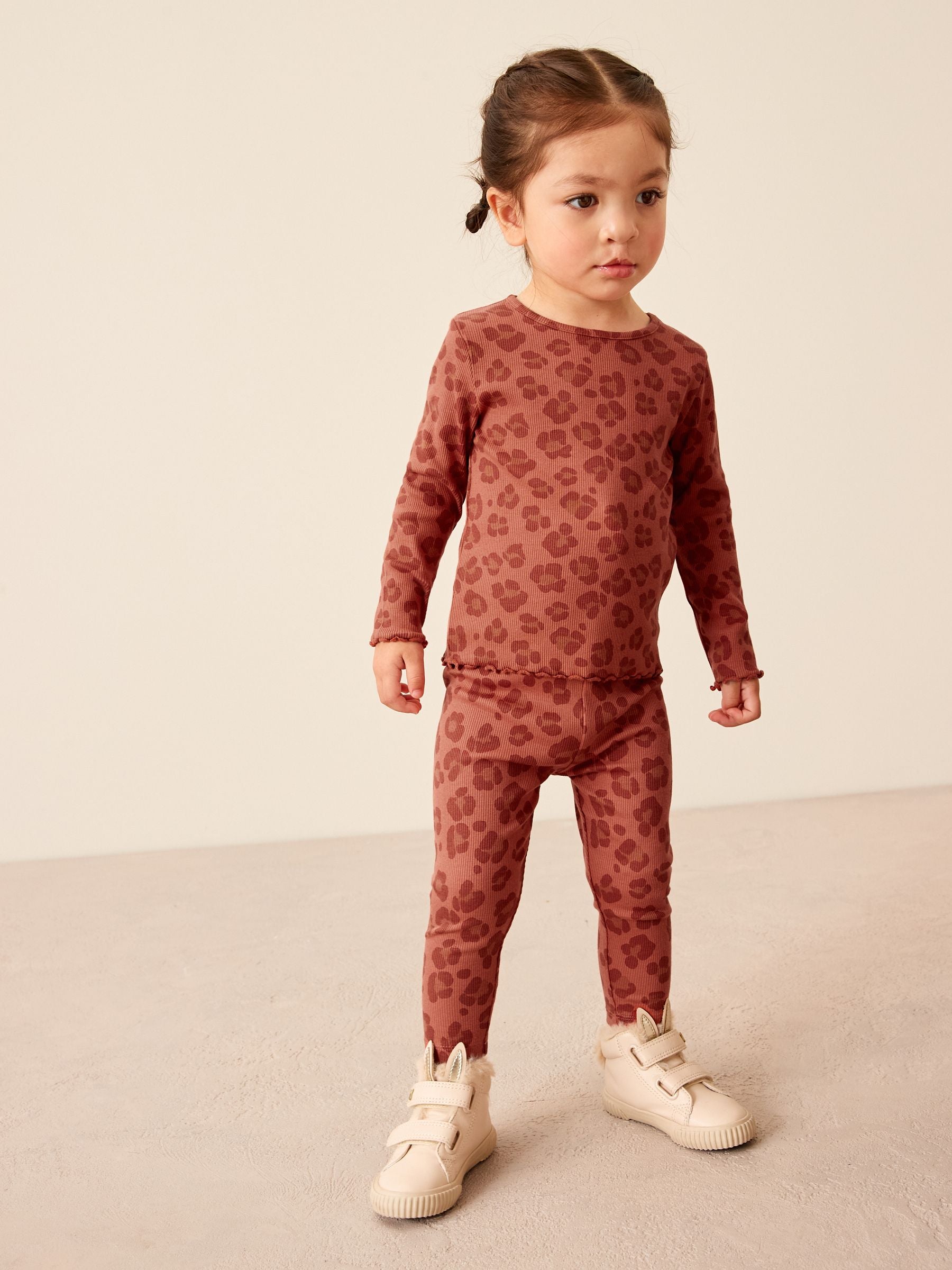 Animal Print Cotton Rich Long Sleeve Rib T-Shirt (3mths-7yrs)