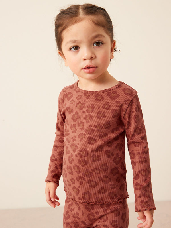 Animal Print Cotton Rich Long Sleeve Rib T-Shirt (3mths-7yrs)