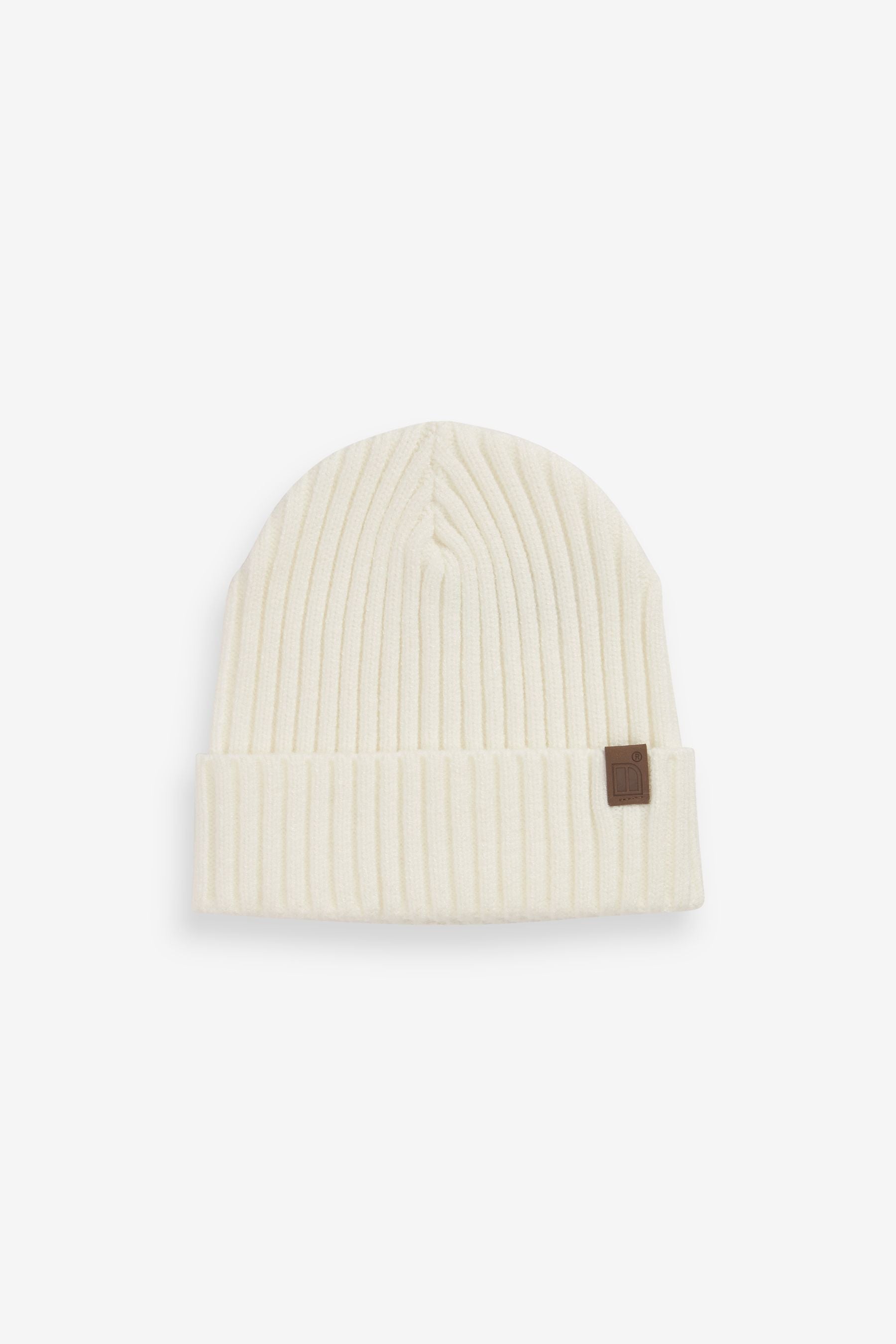 White Knitted Rib Beanie (1-16yrs)