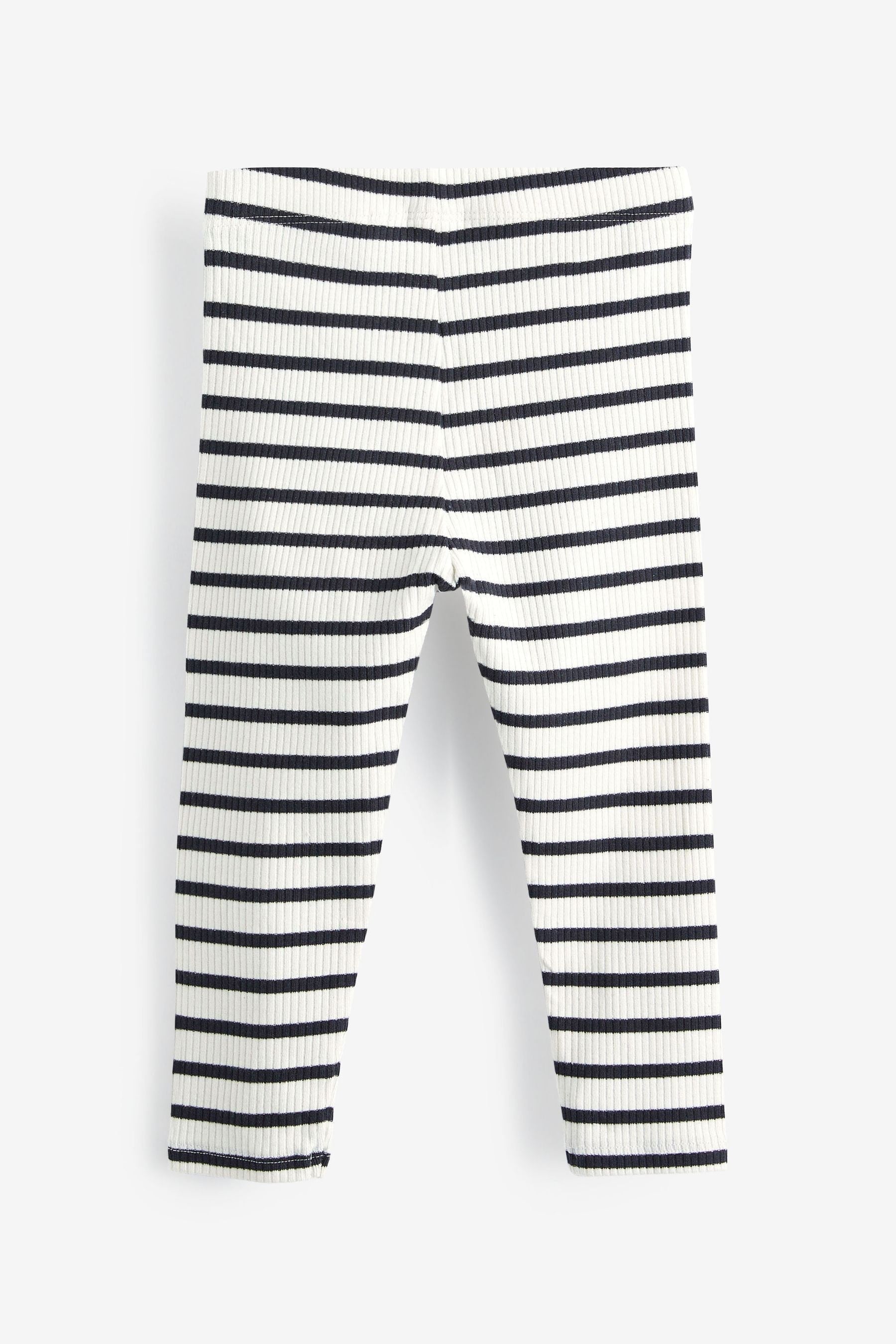 Black/White Stripe Rib Jersey Leggings (3mths-7yrs)