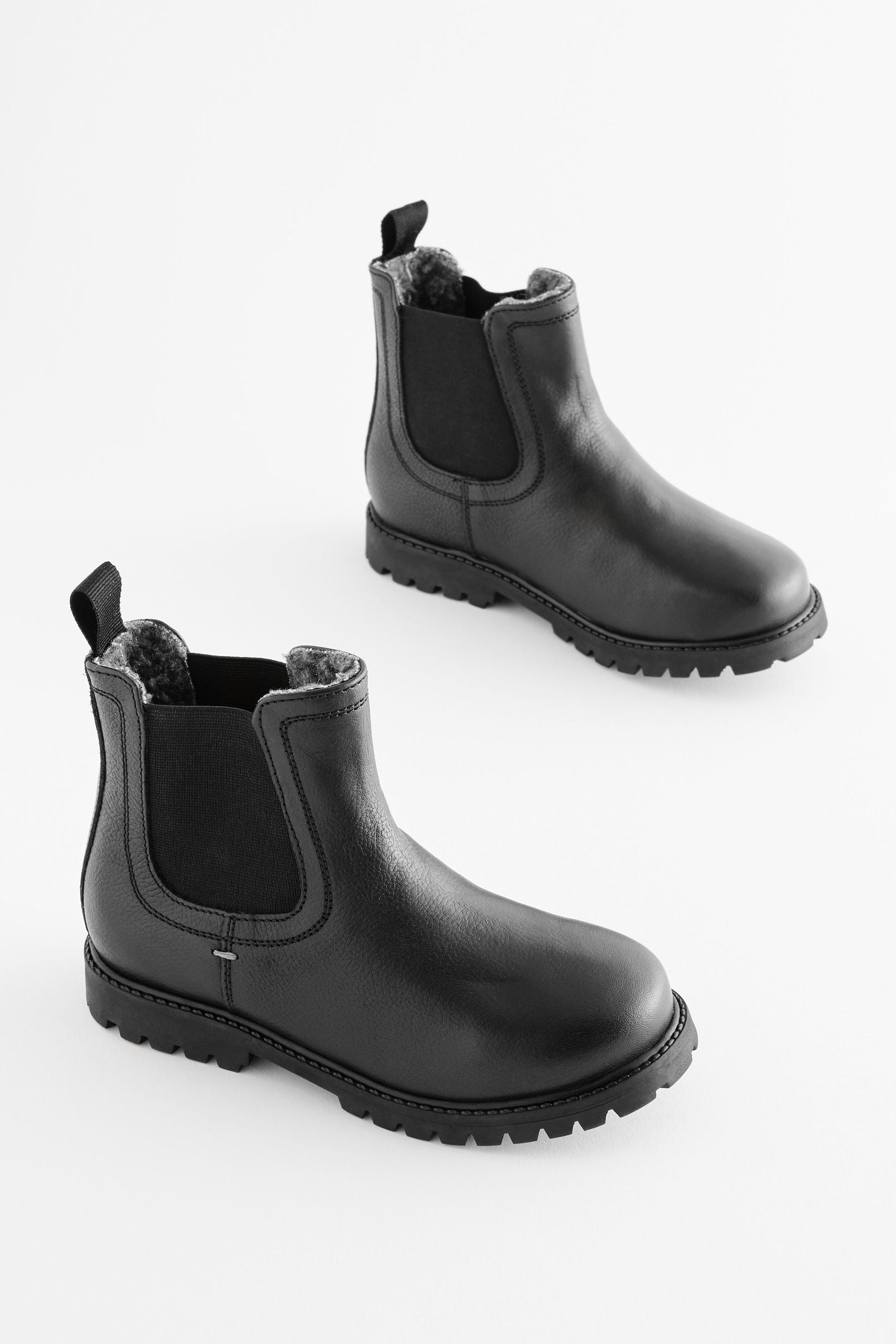 Black Thinsulate™ Warm Lined Leather Chelsea Boots