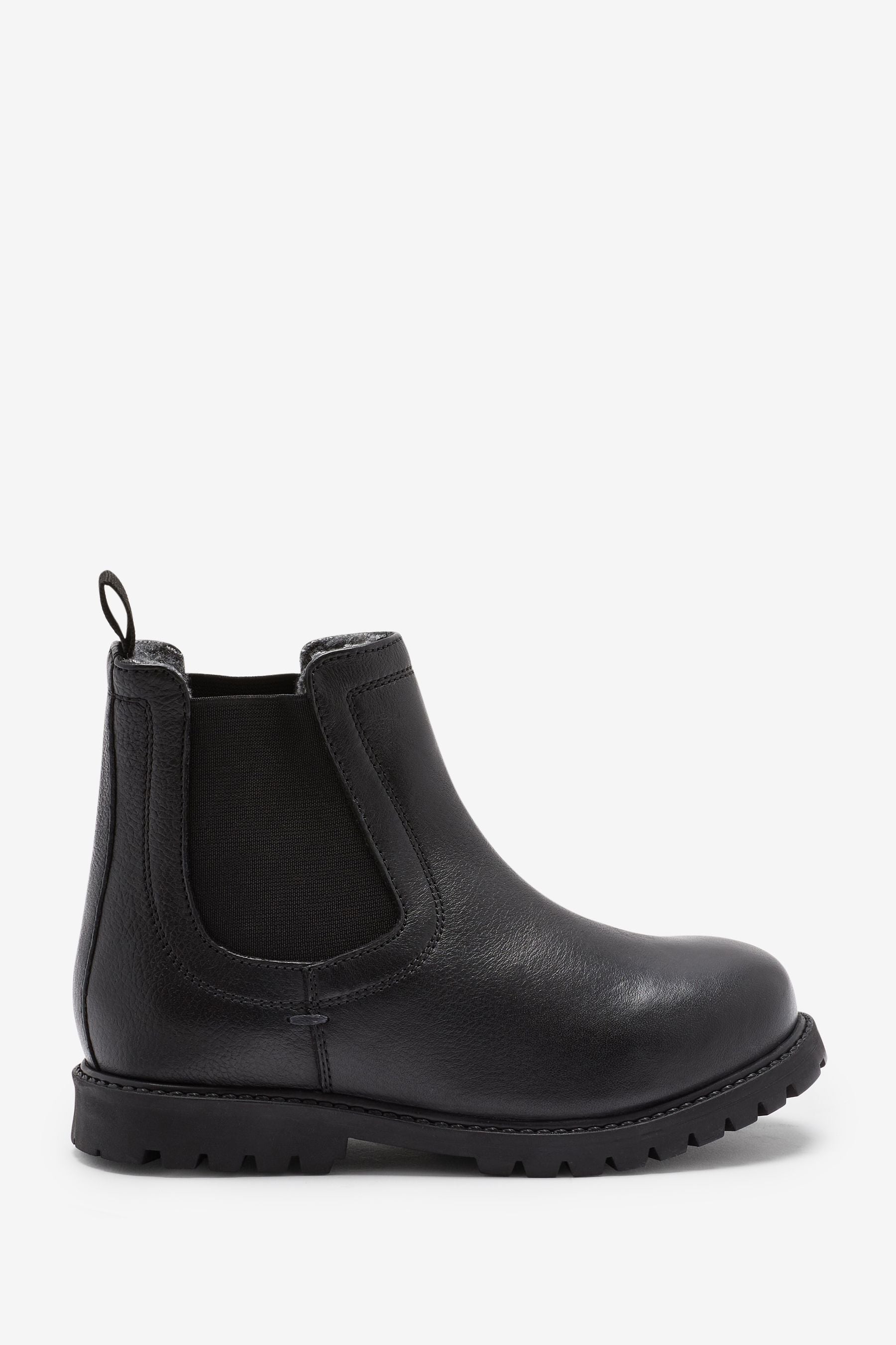 Black Thinsulate™ Warm Lined Leather Chelsea Boots