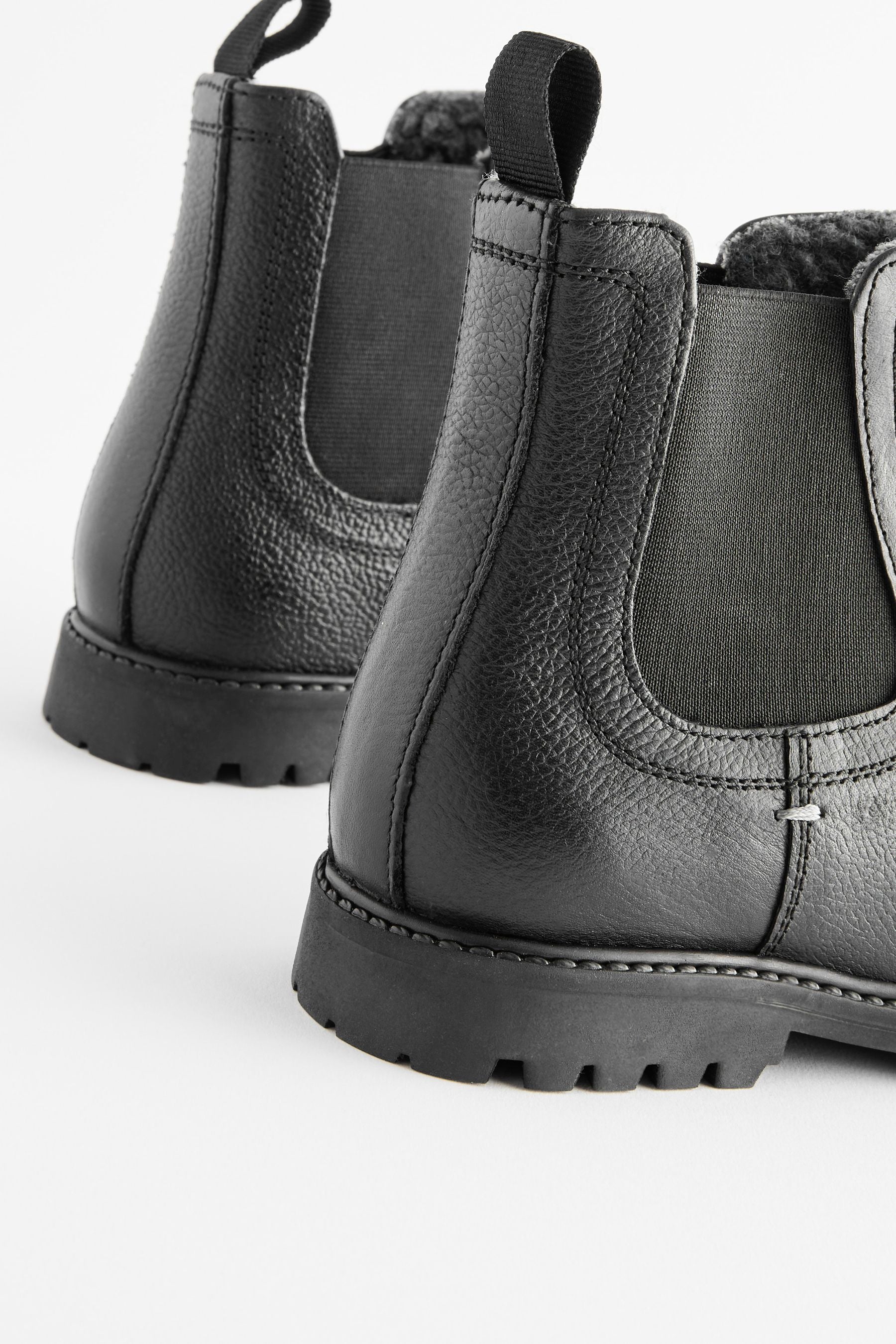 Black Thinsulate™ Warm Lined Leather Chelsea Boots