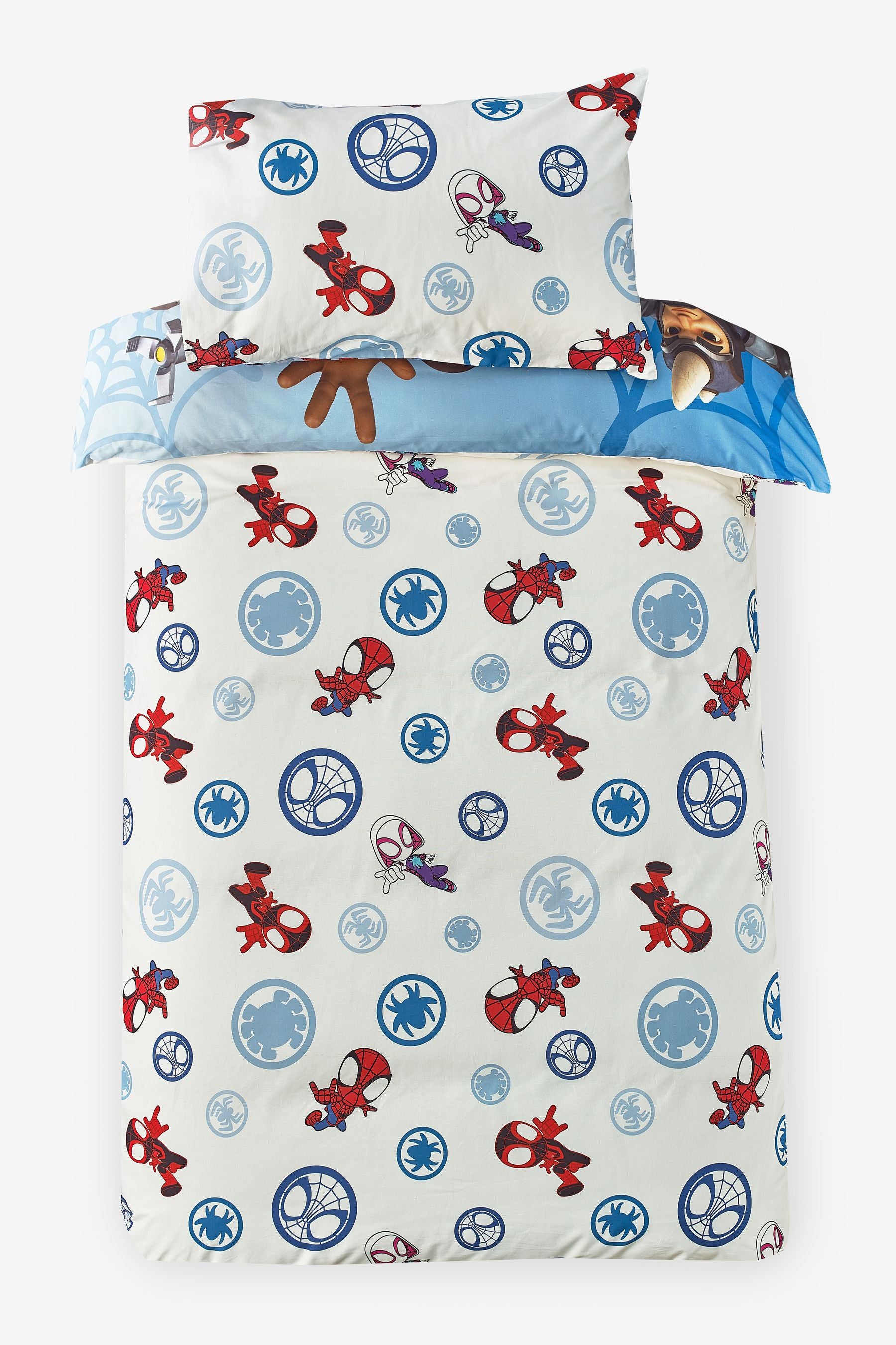 Spidey and His Amazing Friends Blue Reversible 100% Cotton Duvet Cover And Pillowcase Set