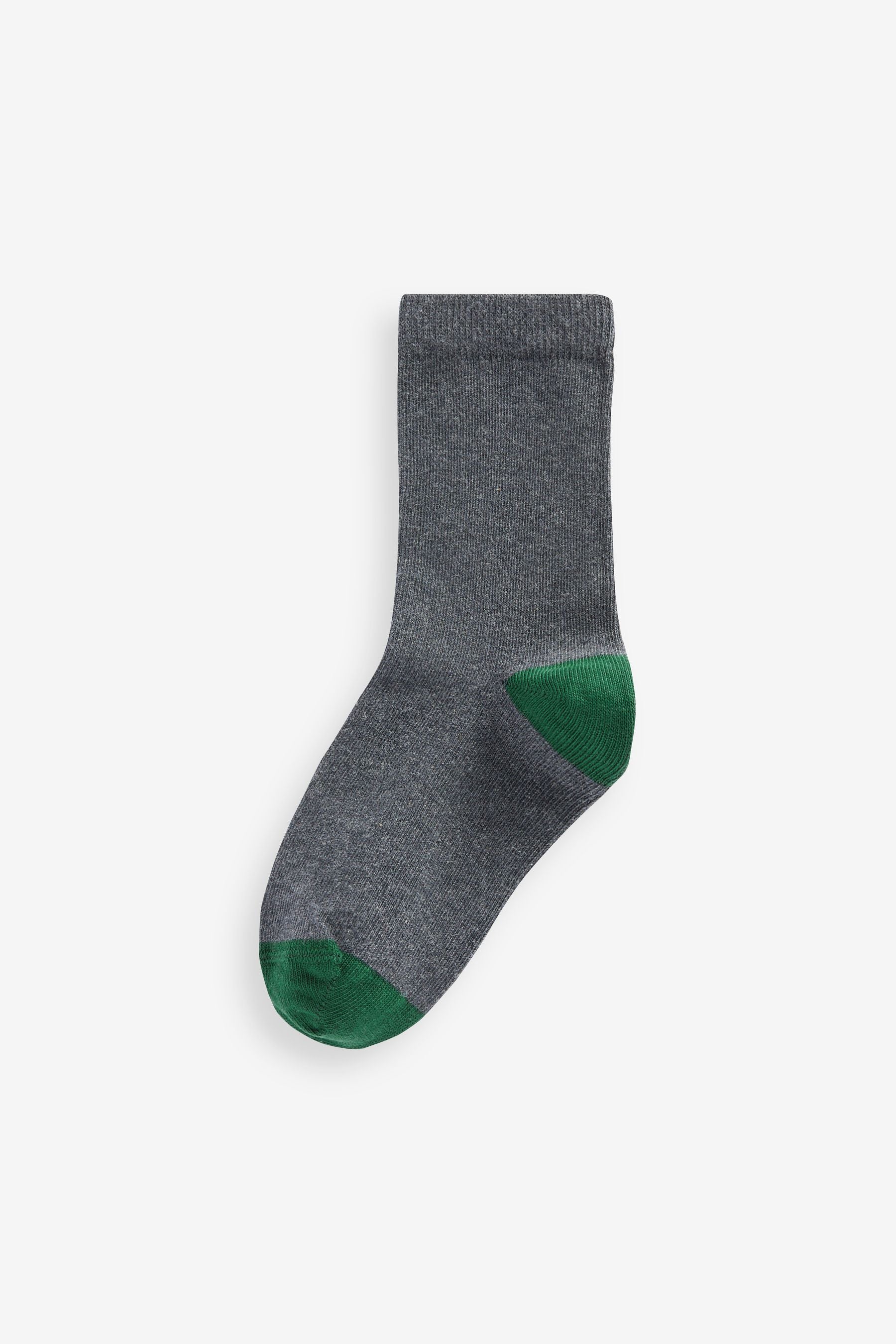 Grey with Contrast Heel and Toe Cotton Rich Socks 10 Pack