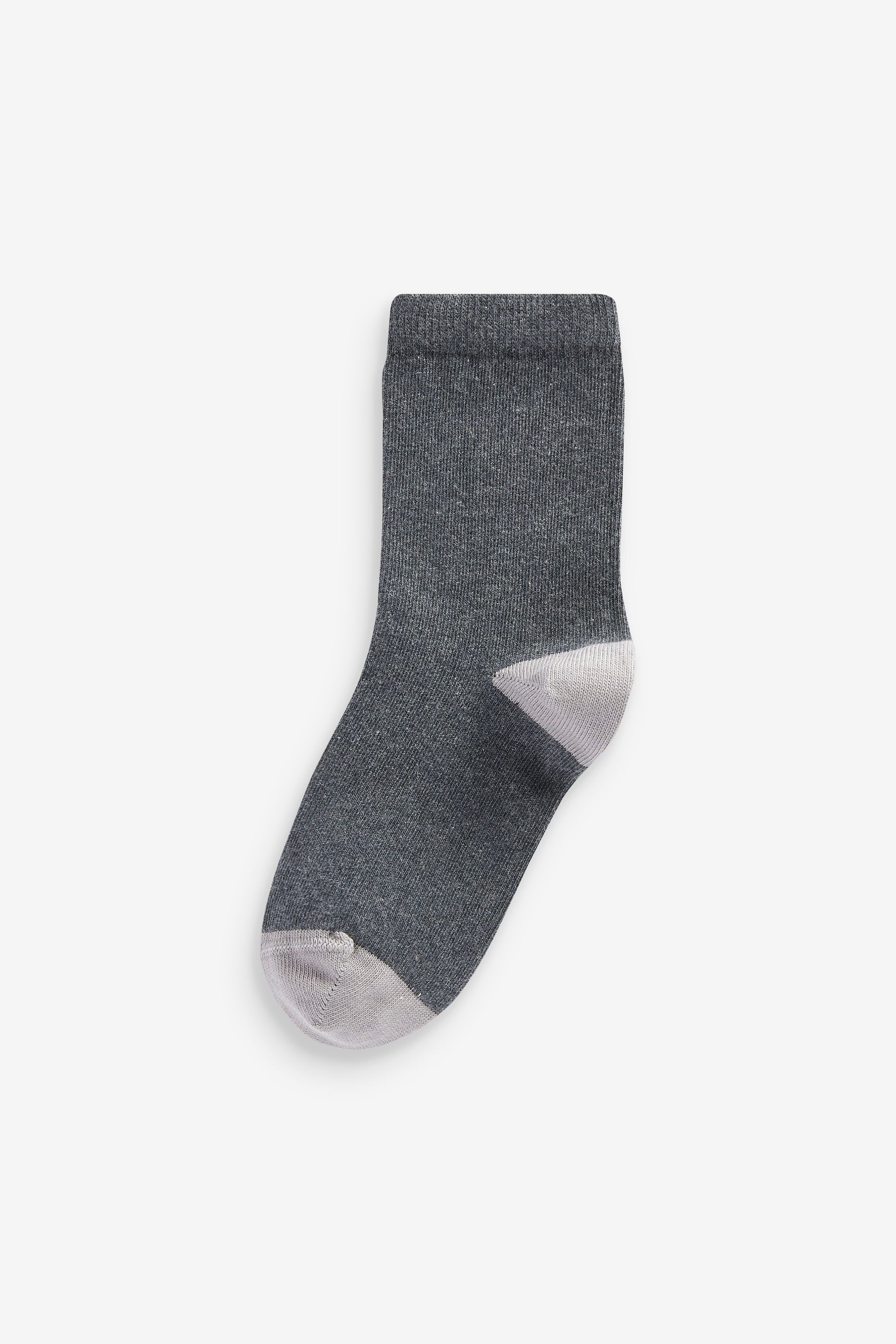 Grey with Contrast Heel and Toe Cotton Rich Socks 10 Pack