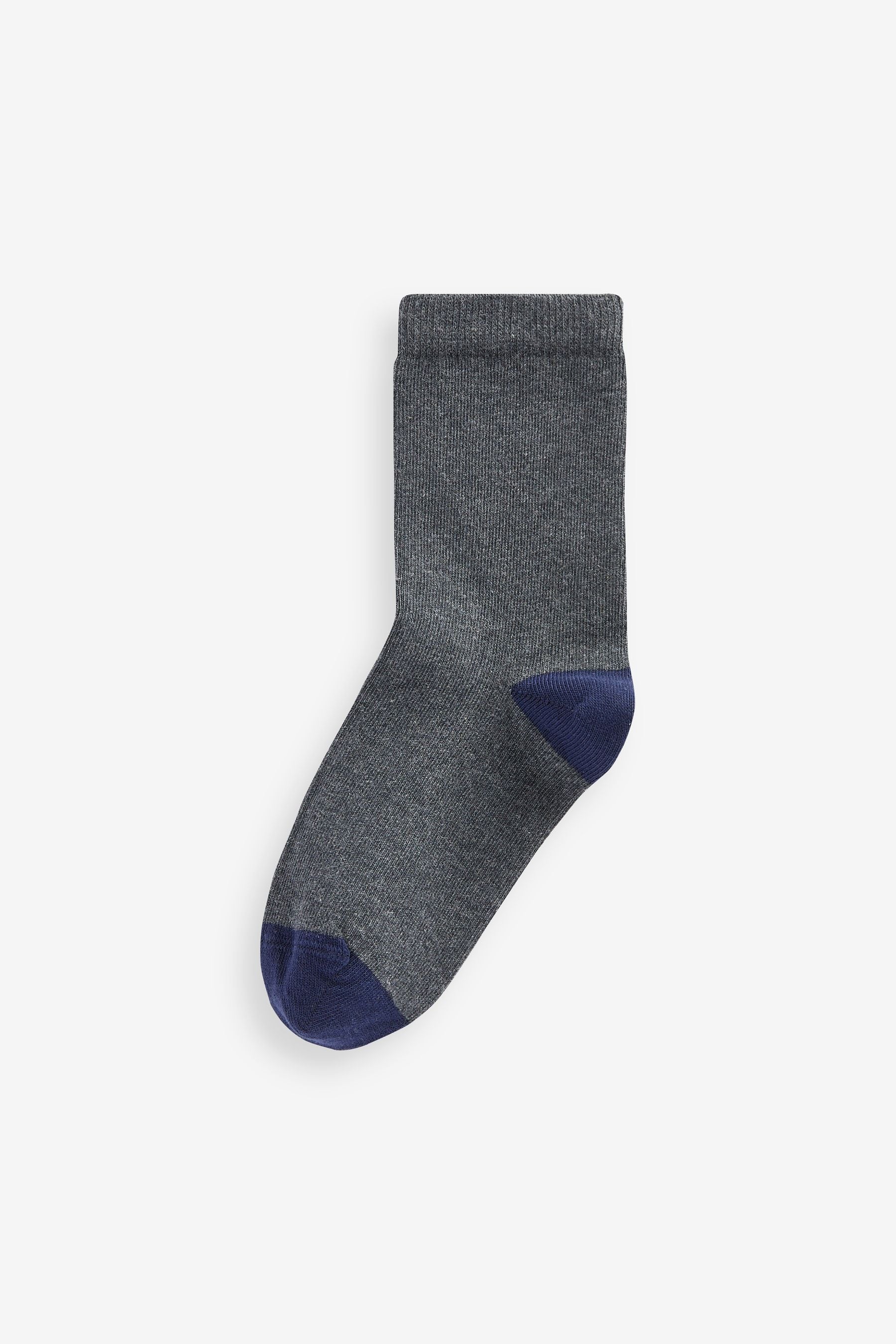 Grey with Contrast Heel and Toe Cotton Rich Socks 10 Pack