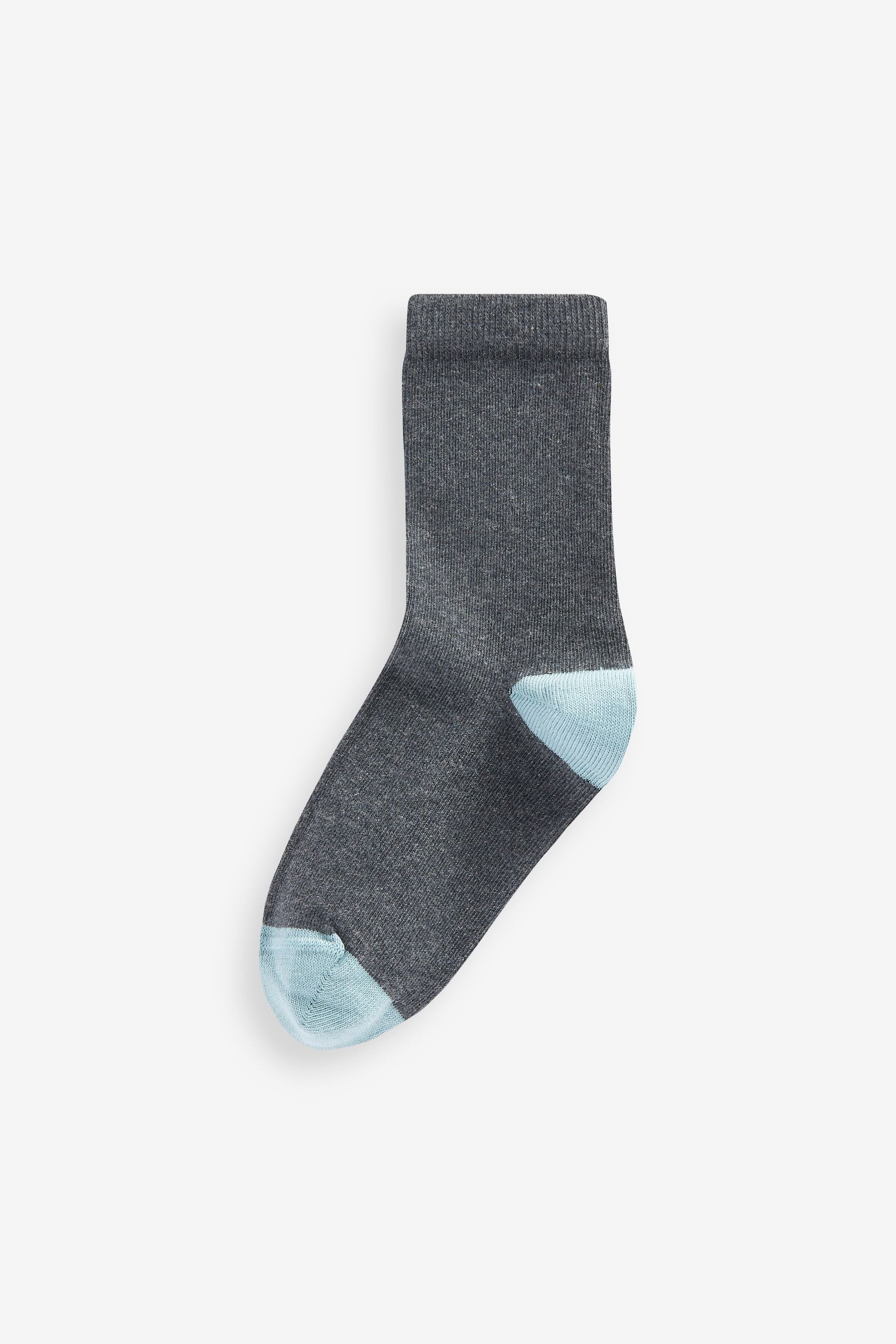 Grey with Contrast Heel and Toe Cotton Rich Socks 10 Pack