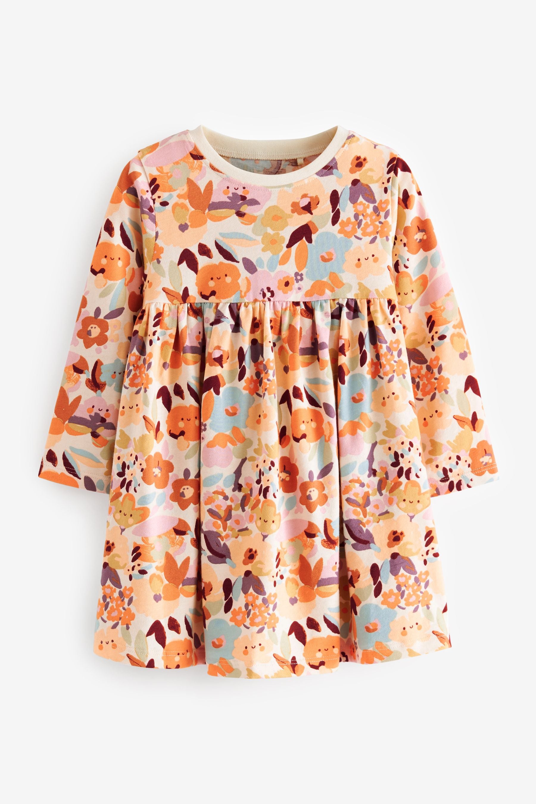 Multicolour Floral Long Sleeve Jersey Dress (3mths-7yrs)