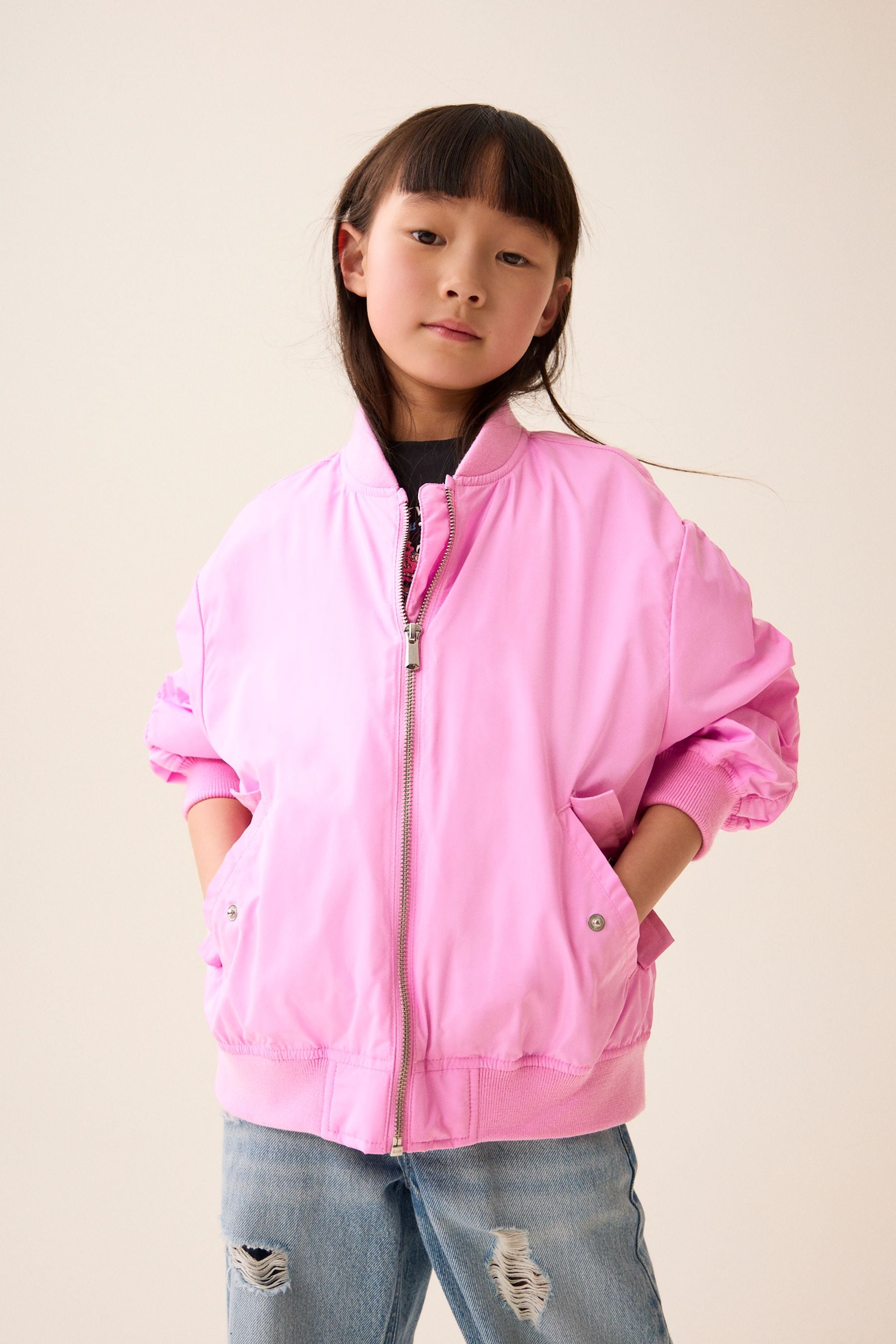 Pink Shower Resistant Bomber Jacket (3-16yrs)