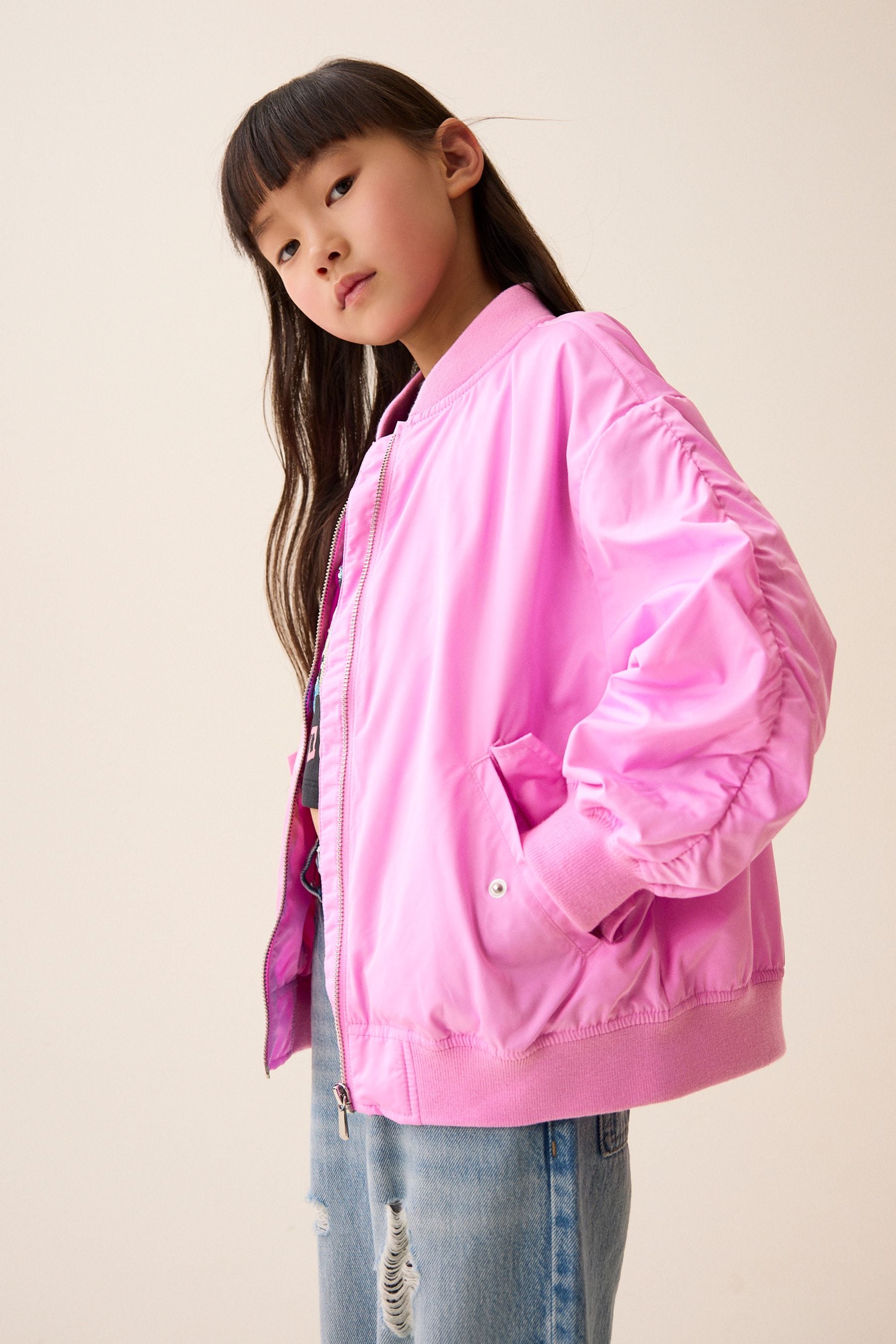 Pink Shower Resistant Bomber Jacket (3-16yrs)