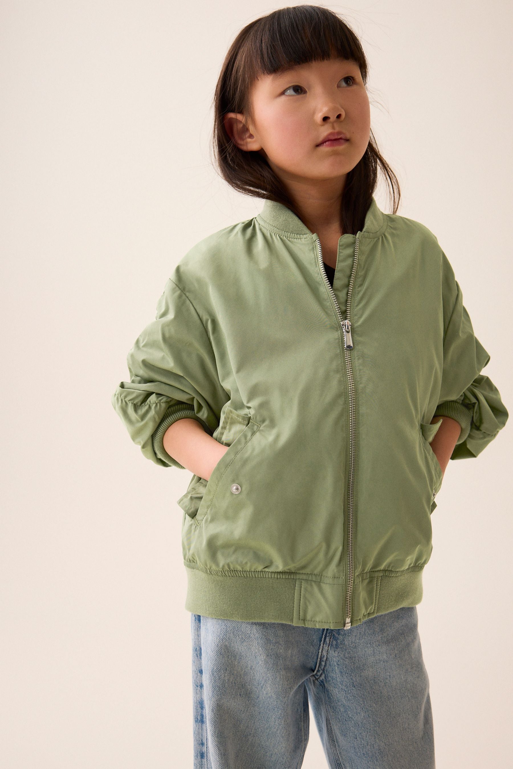 Khaki Green Shower Resistant Bomber Jacket (3-16yrs)