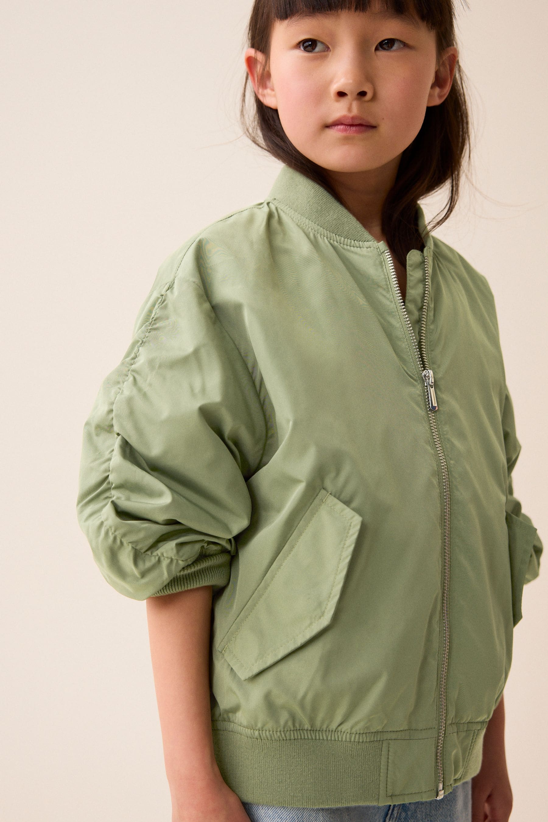 Khaki Green Shower Resistant Bomber Jacket (3-16yrs)