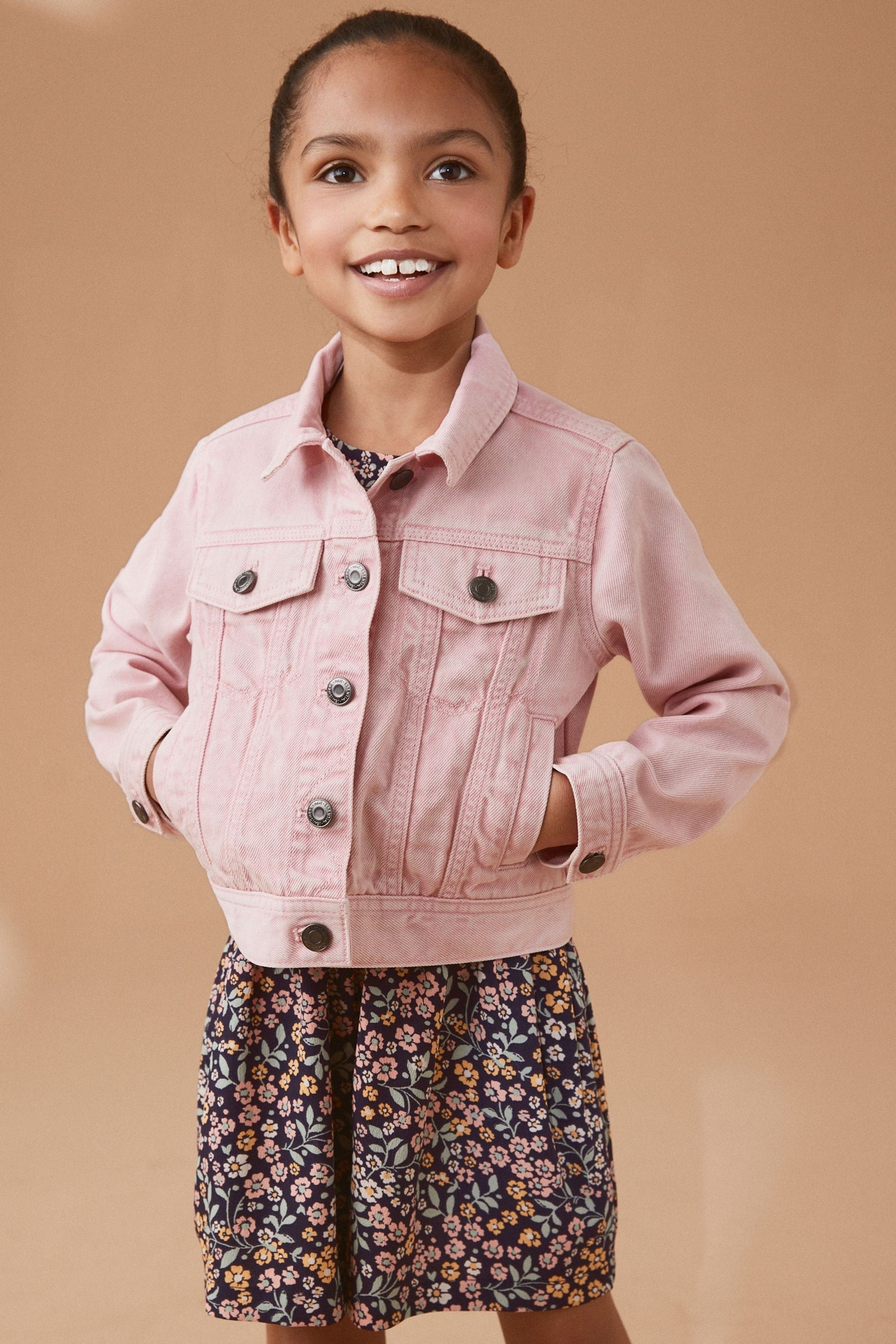 Pink Denim Heart Western 100% Cotton Jacket (3-16yrs)