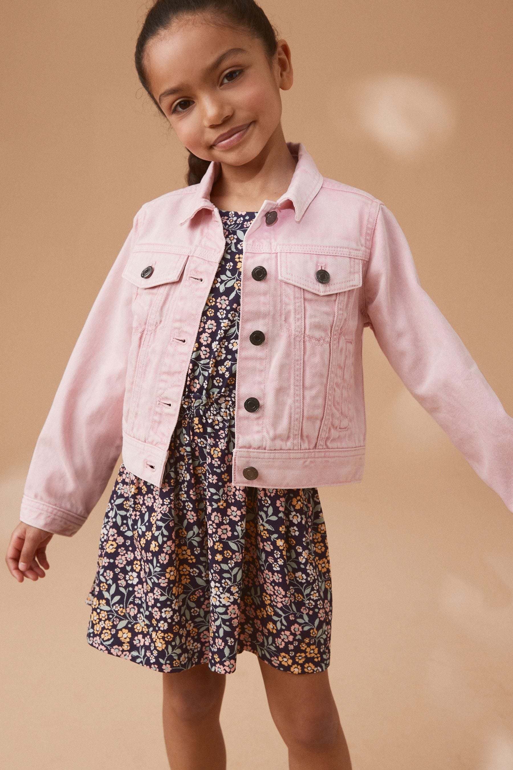 Pink Denim Heart Western 100% Cotton Jacket (3-16yrs)