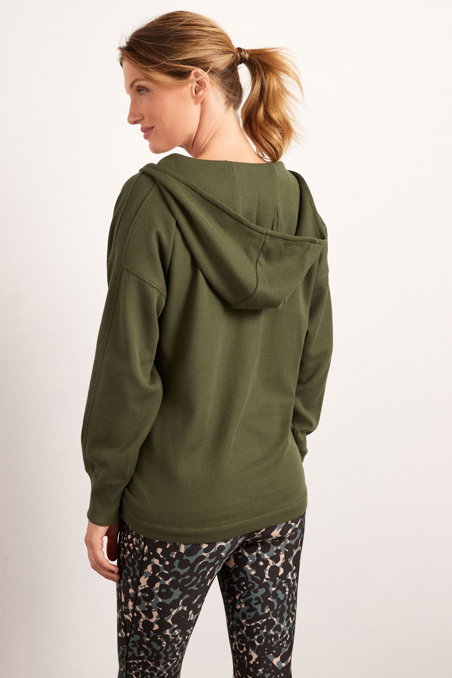 Khaki Green Maternity Hooded Sports Top