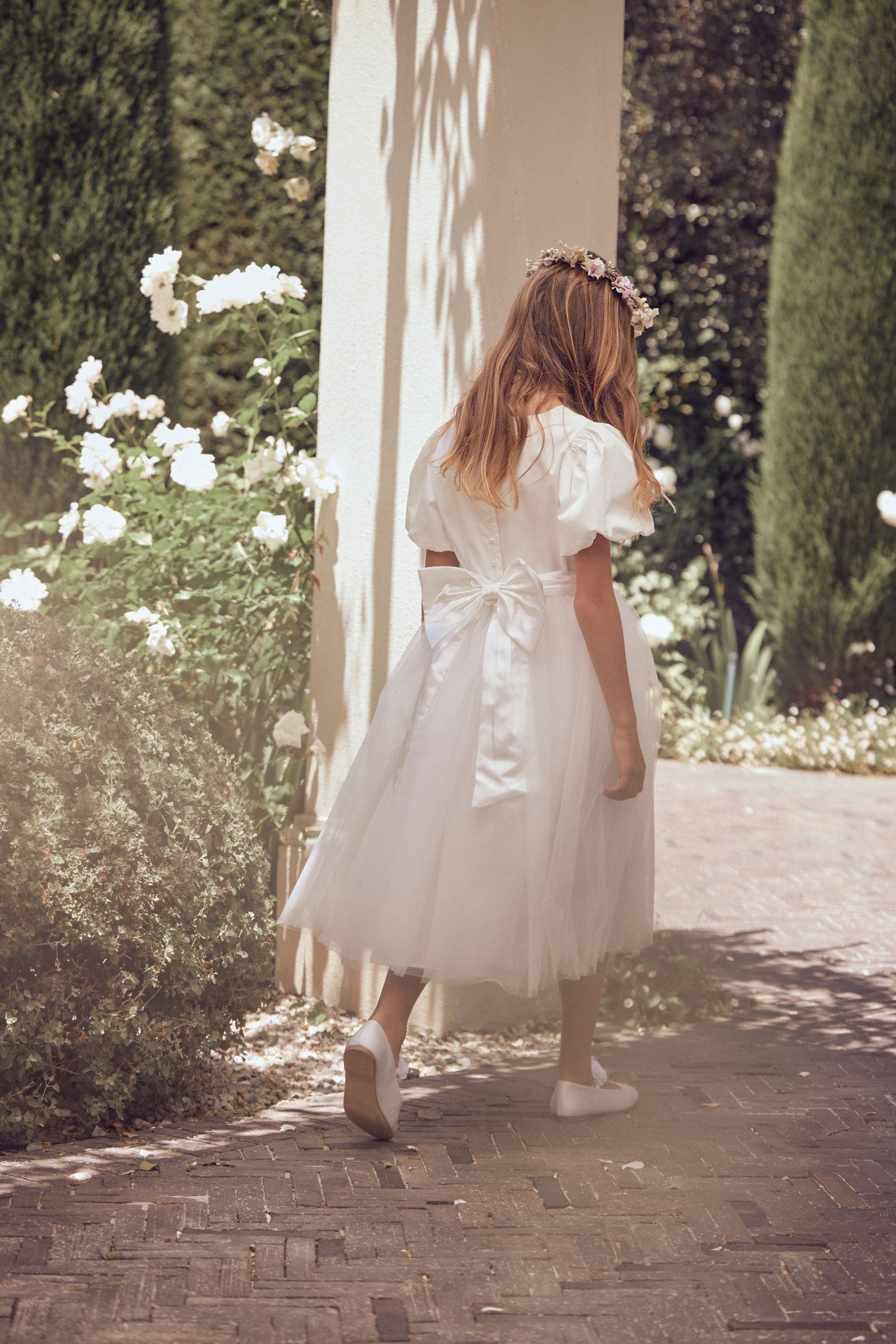 Angel & Rocket White/Ivory Celine Taffeta Tulle Bow Dress