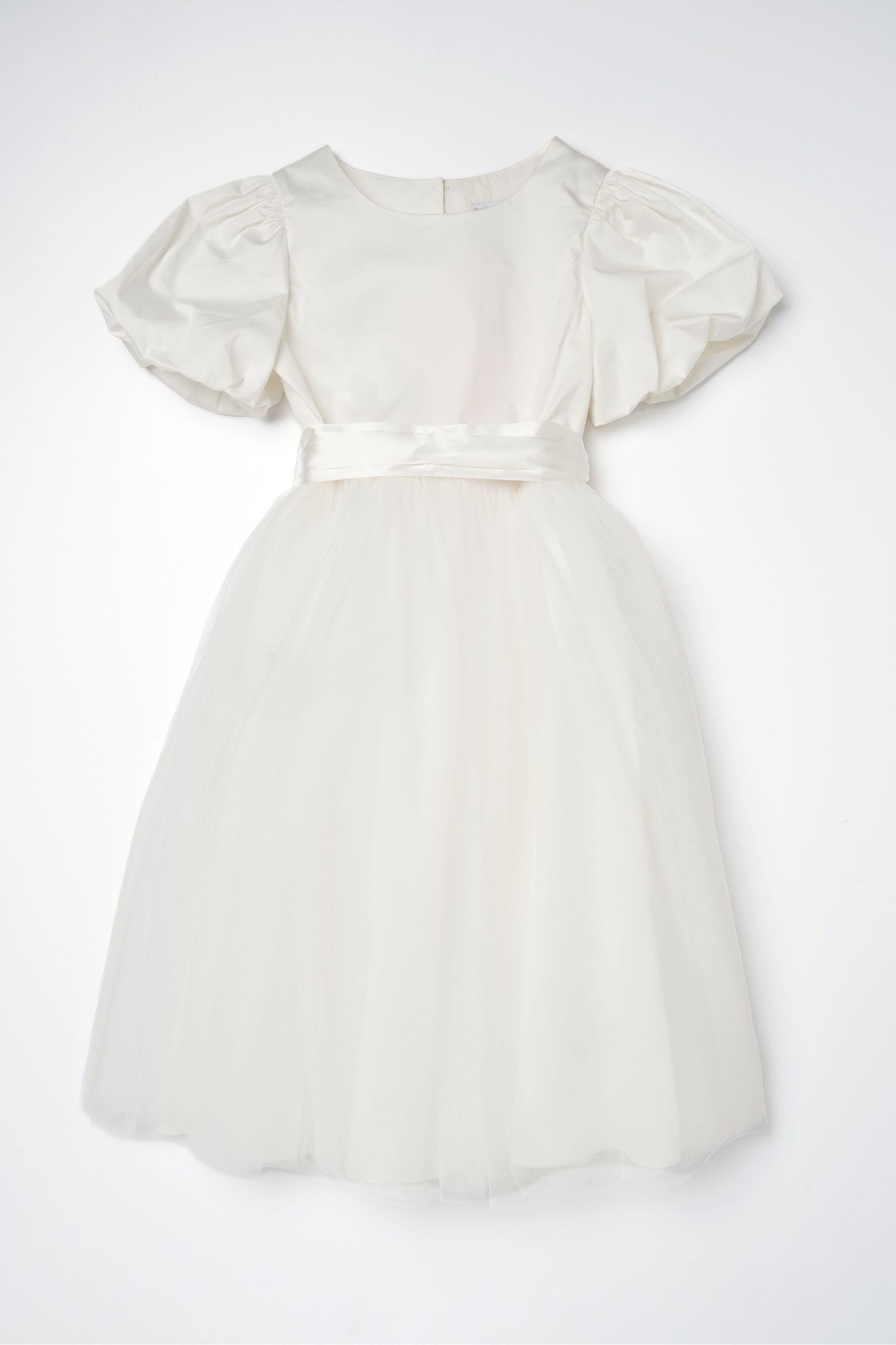 Angel & Rocket White/Ivory Celine Taffeta Tulle Bow Dress