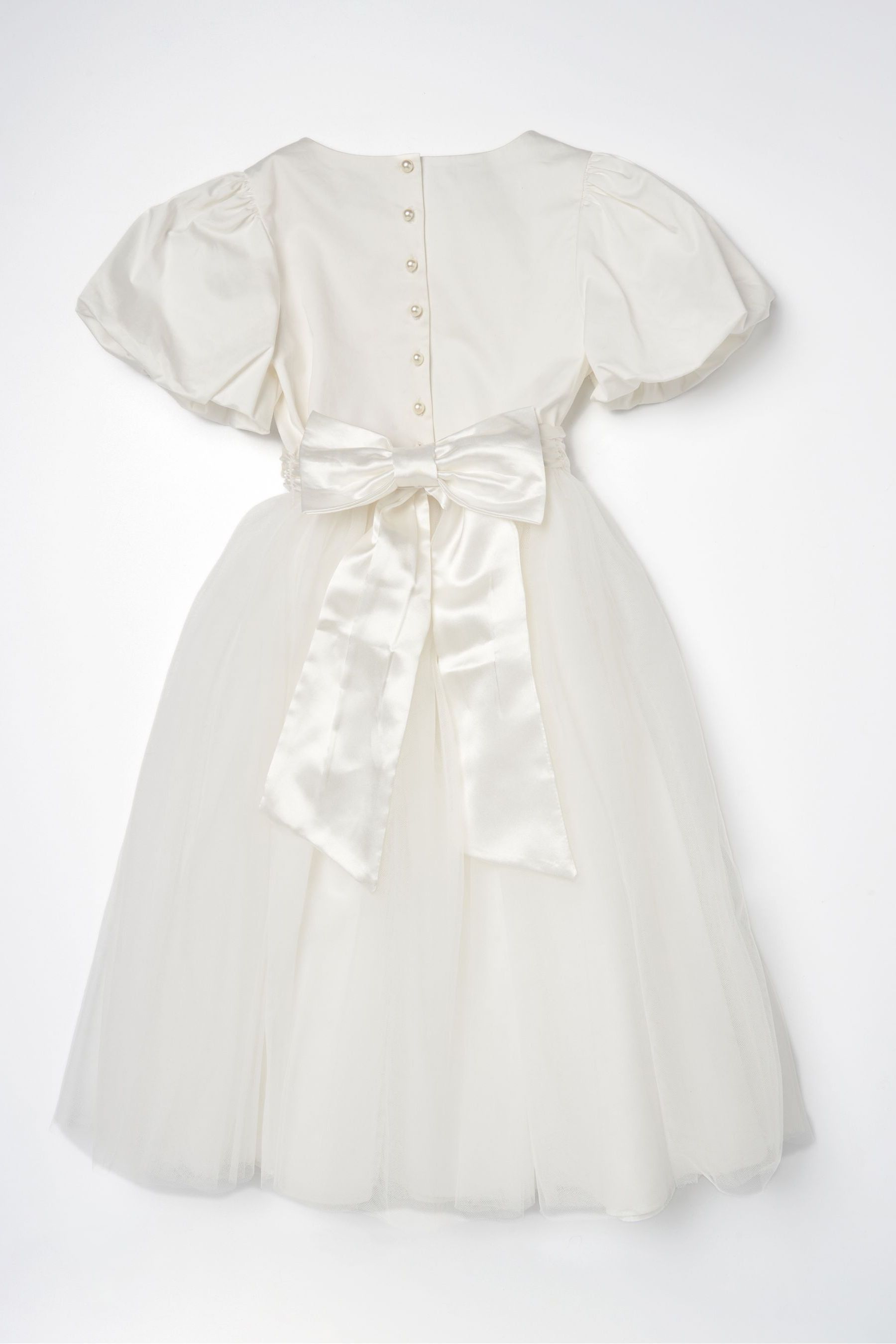 Angel & Rocket White/Ivory Celine Taffeta Tulle Bow Dress