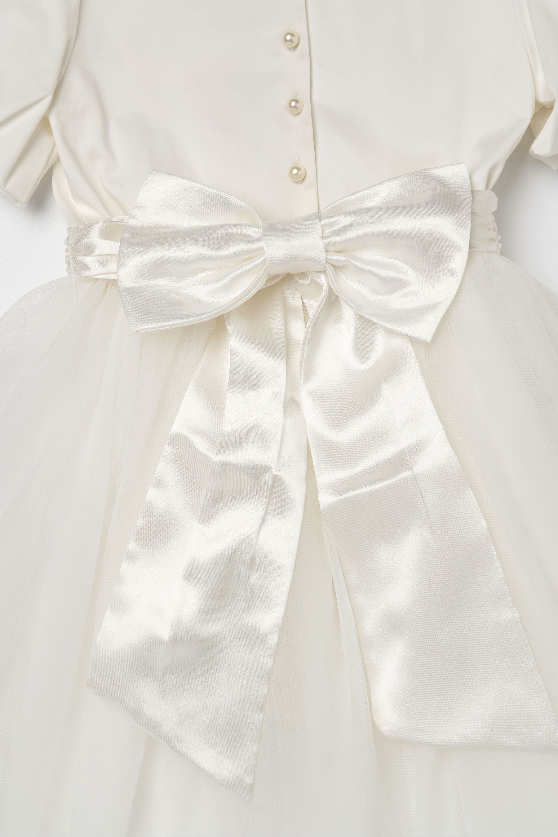 Angel & Rocket White/Ivory Celine Taffeta Tulle Bow Dress