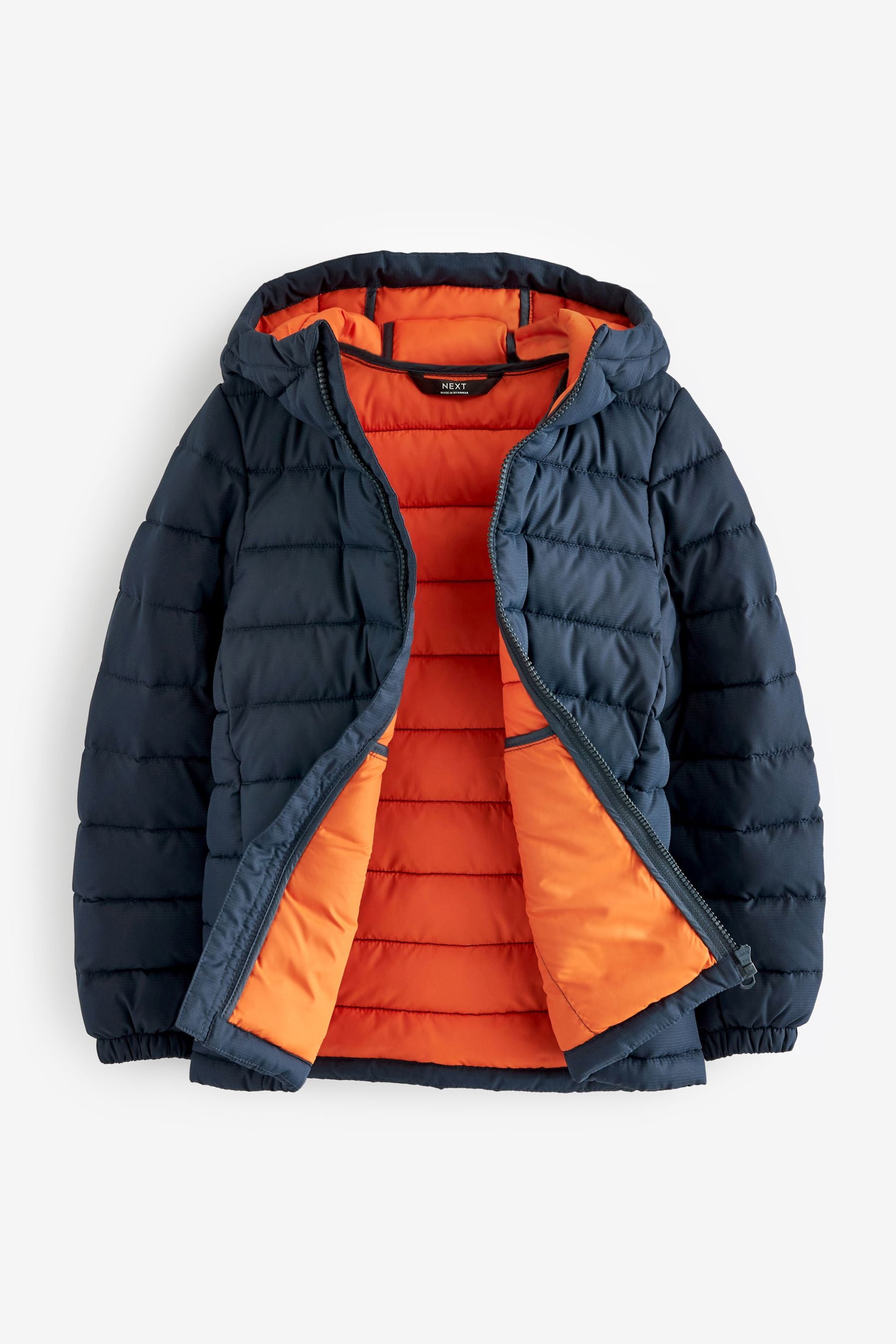 Navy Blue Quilted Midweight Hooded Jacket (3-17yrs)