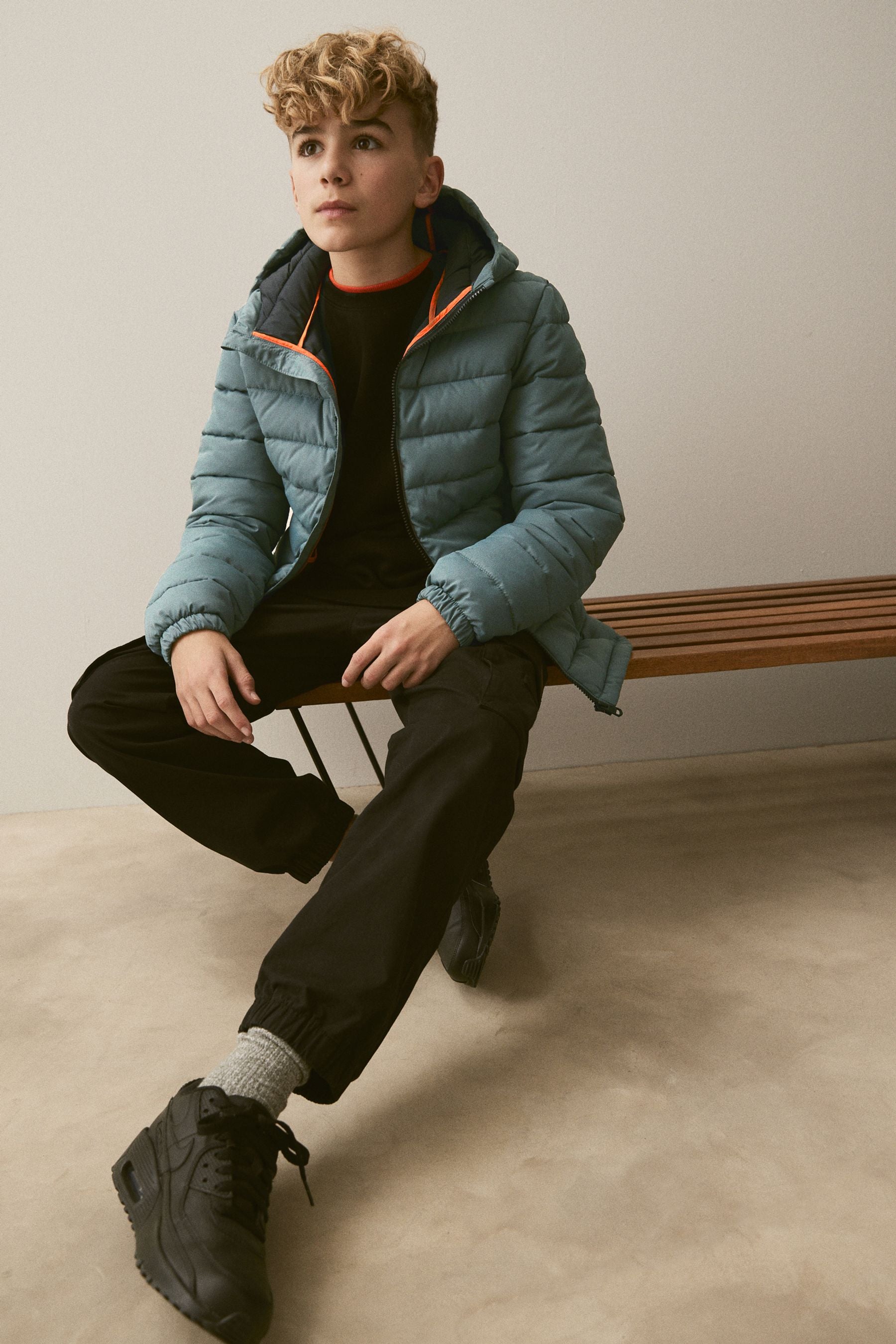 Teal Blue Quilted Midweight Hooded Jacket (3-16yrs)