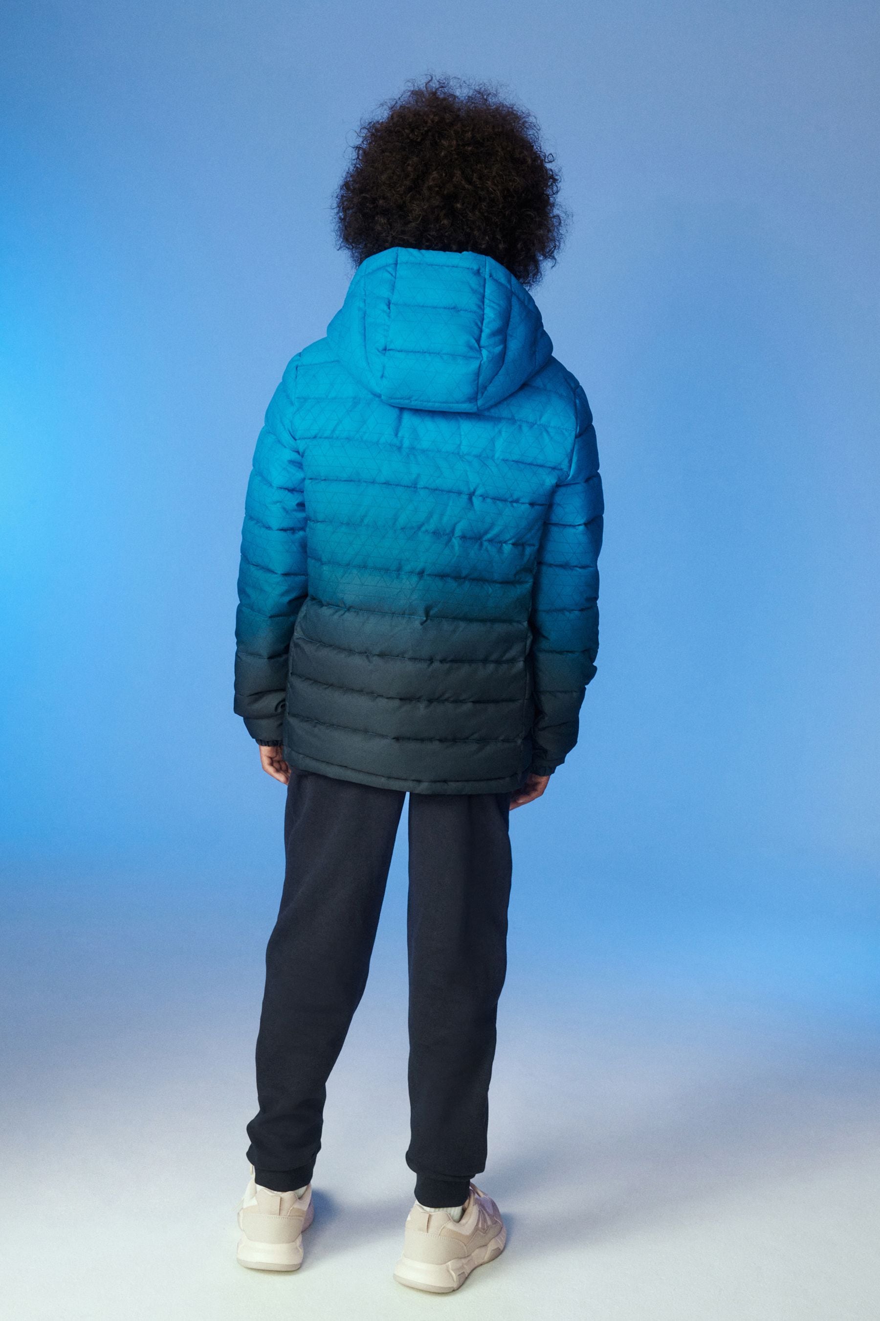 Blue Print Quilted Midweight Hooded Jacket (3-17yrs)