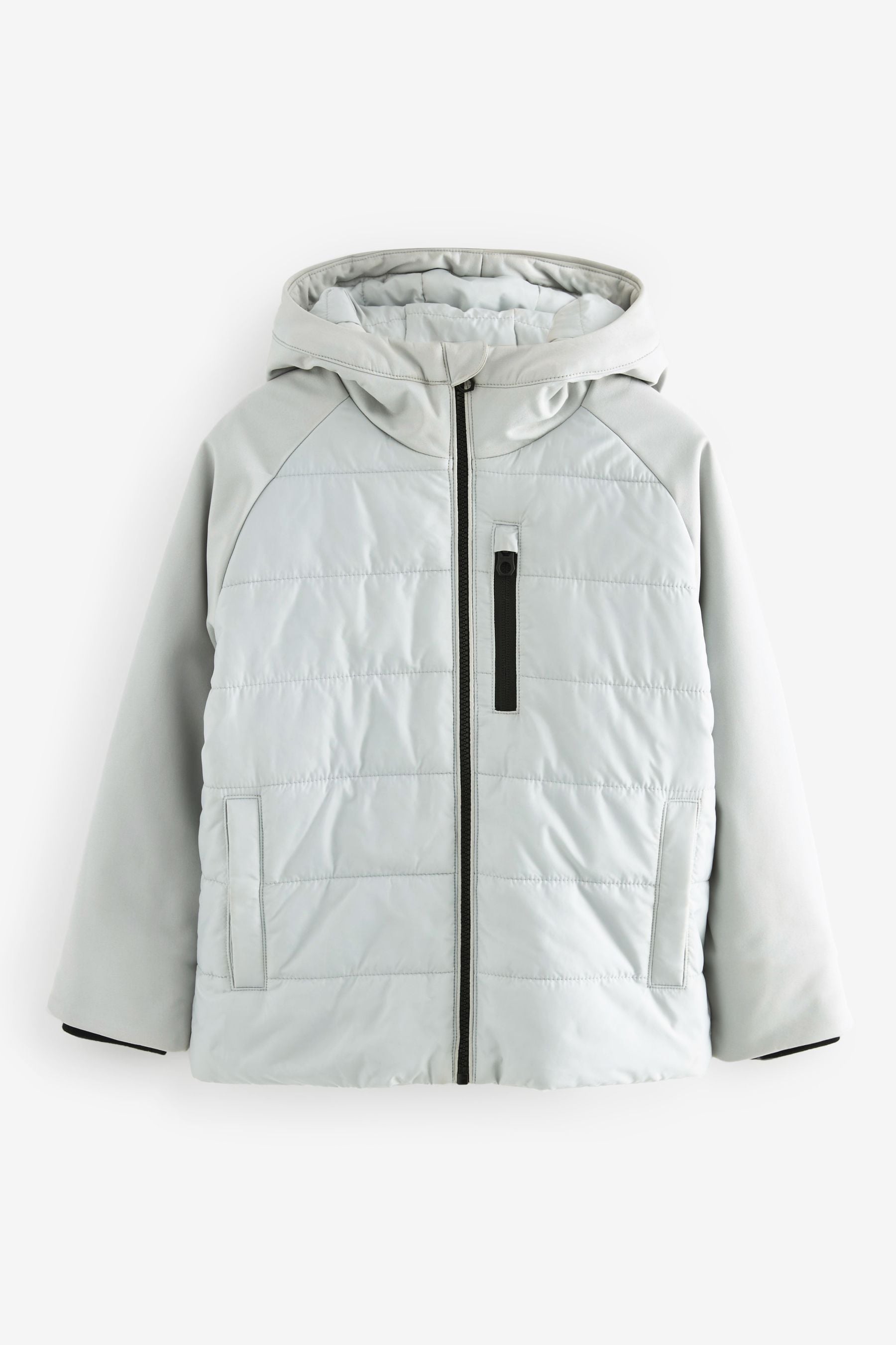 Grey Putty Quilted Hybrid Coat (3-16yrs)