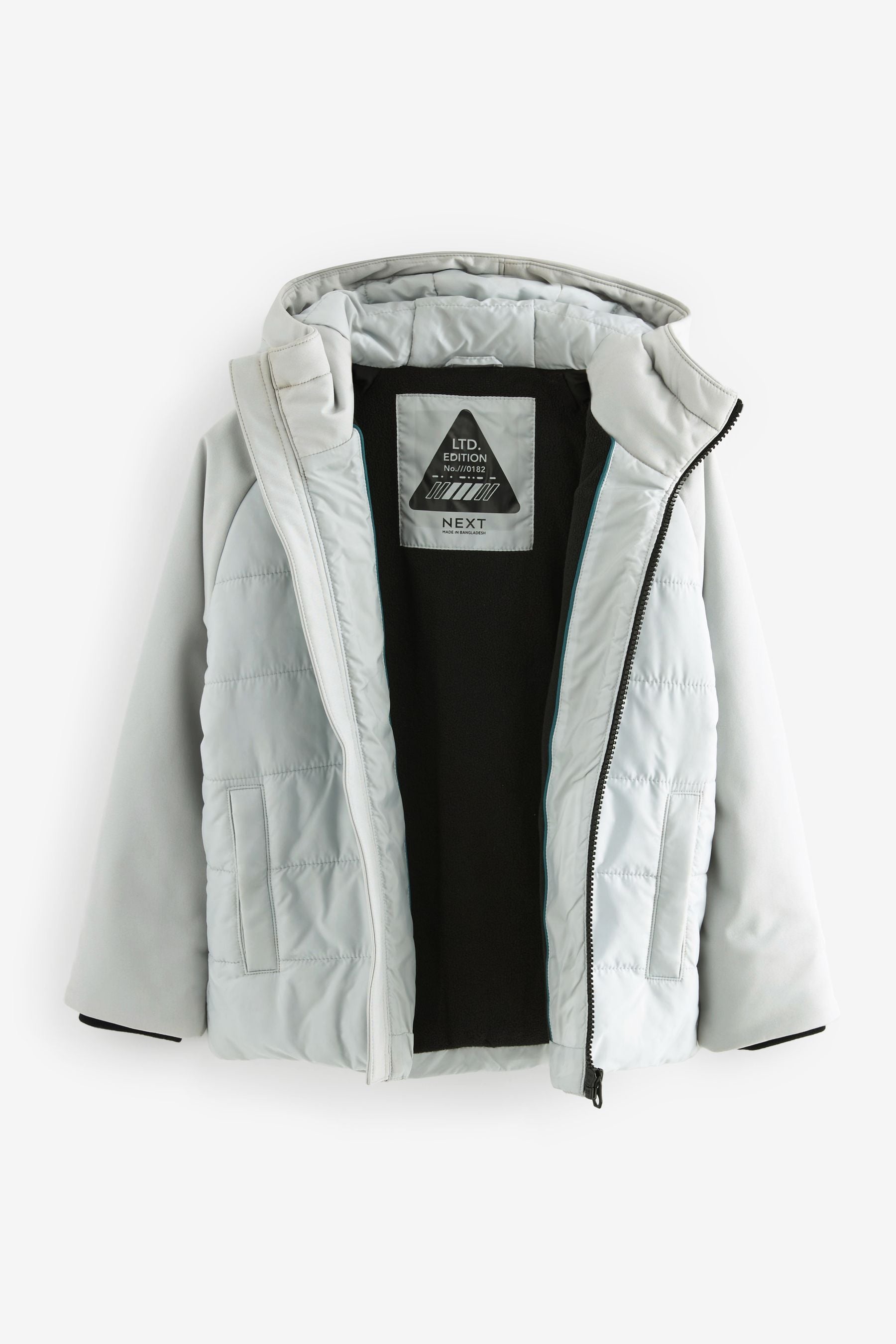 Grey Putty Quilted Hybrid Coat (3-16yrs)