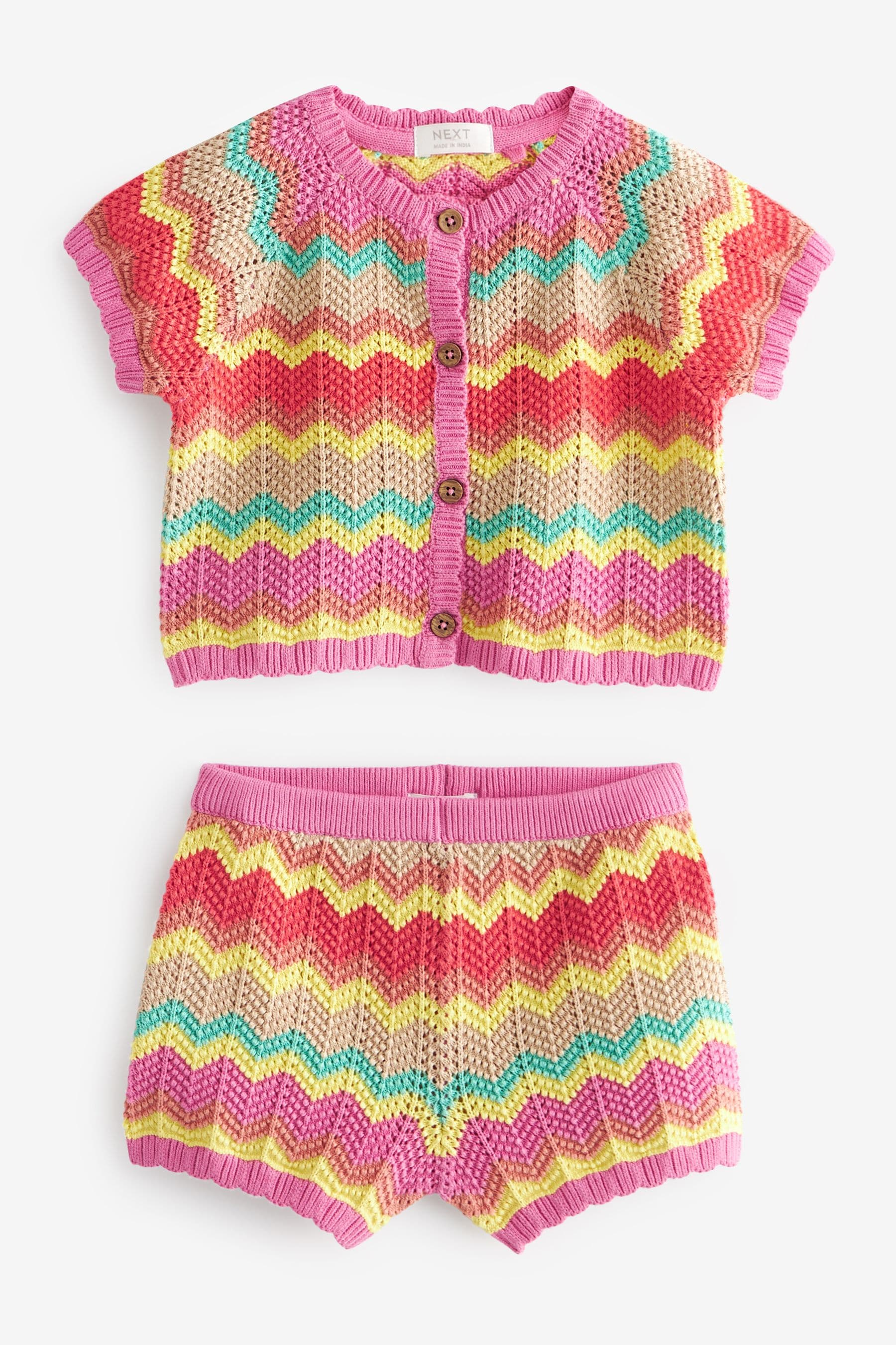 Ecru Marl Knitted Top And Short Set (3mths-7yrs)