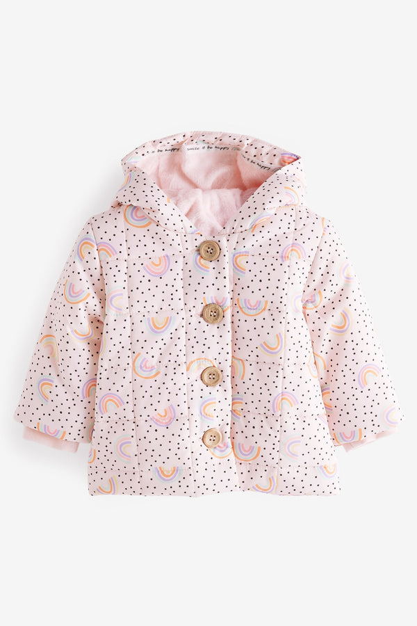 Pink Rainbow Hooded Baby Coat (0mths-2yrs)-<span style="color: #ff2a00;">Fawry</span>