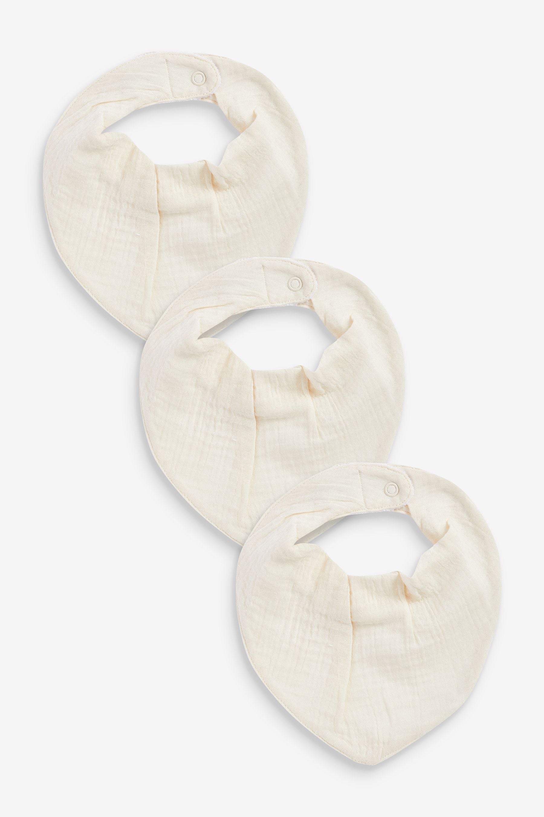 Cream Muslin Baby Dribble Bibs 3 Pack