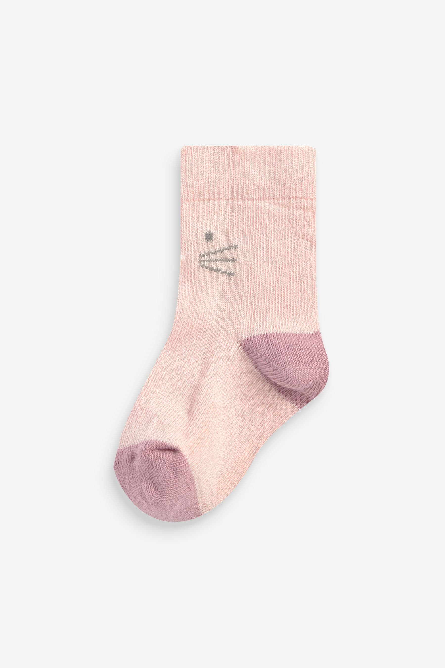 Pink Bunny 5 Pack Baby Socks (0mths-2yrs)-<span style="color: #ff2a00;">Fawry</span>