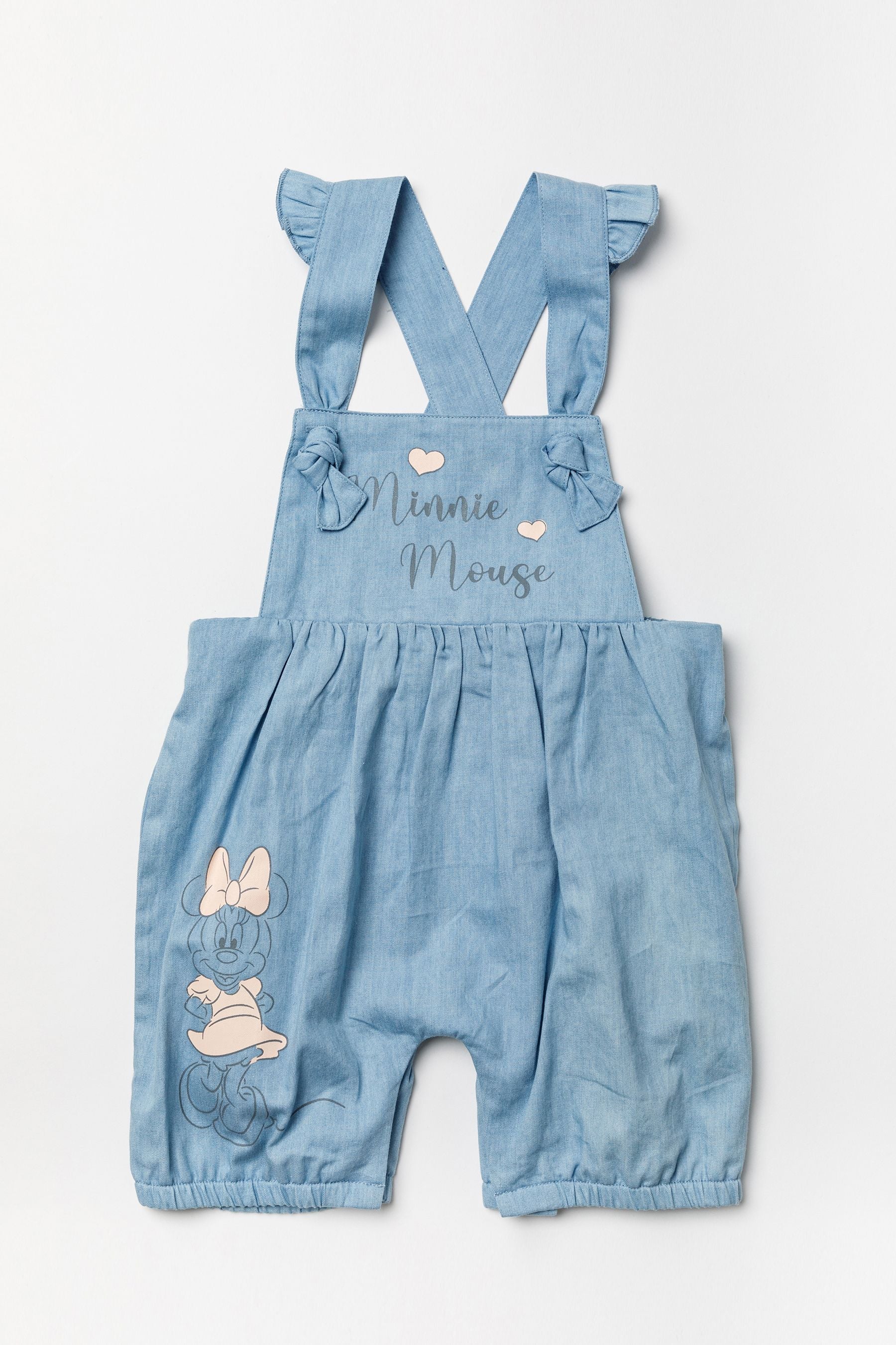 Disney Blue Minnie Mouse Chambray 2 Piece Dungaree And T-Shirt Set