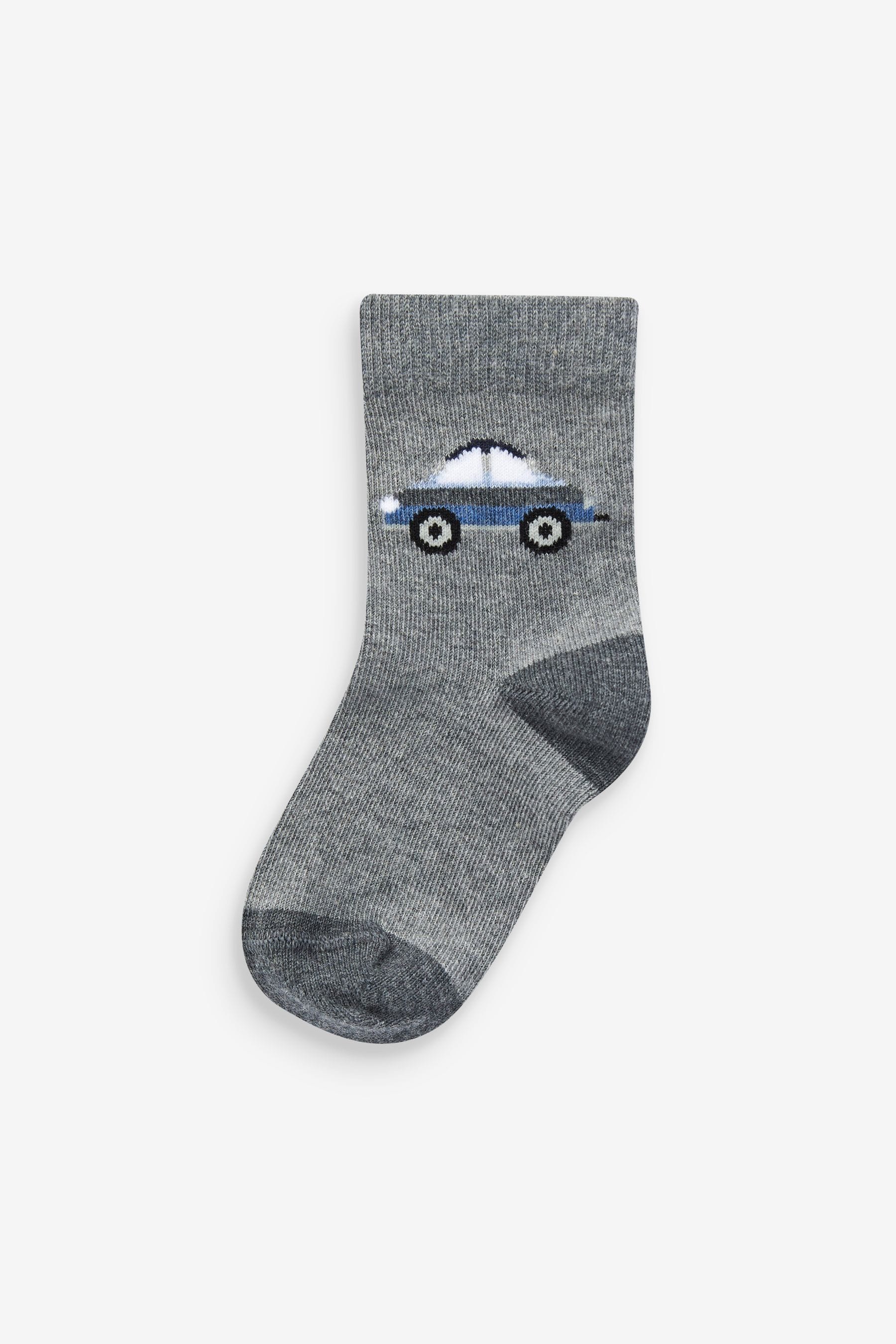 Blue Stripes/Transport Cotton Rich Socks 7 Pack