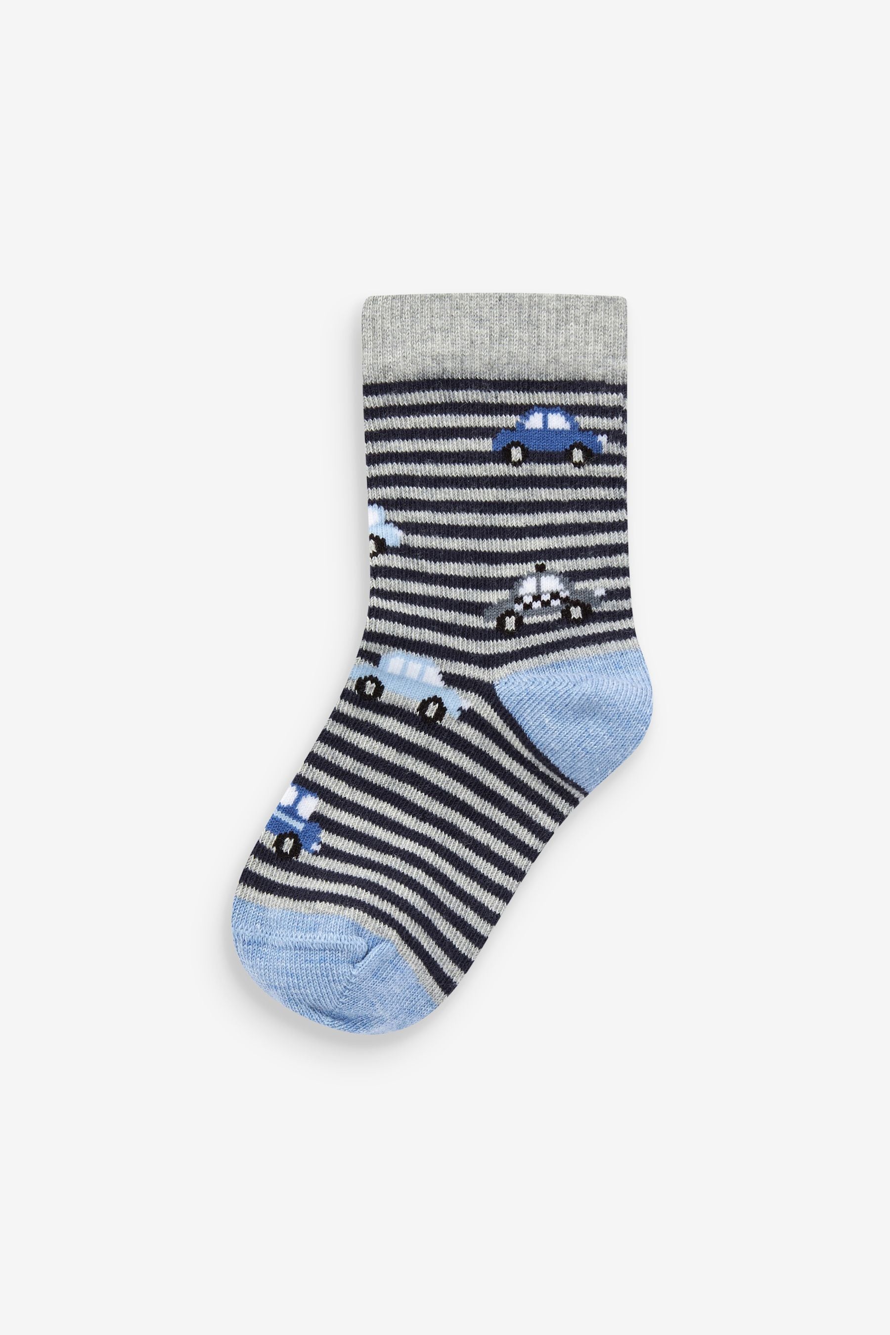 Blue Stripes/Transport Cotton Rich Socks 7 Pack