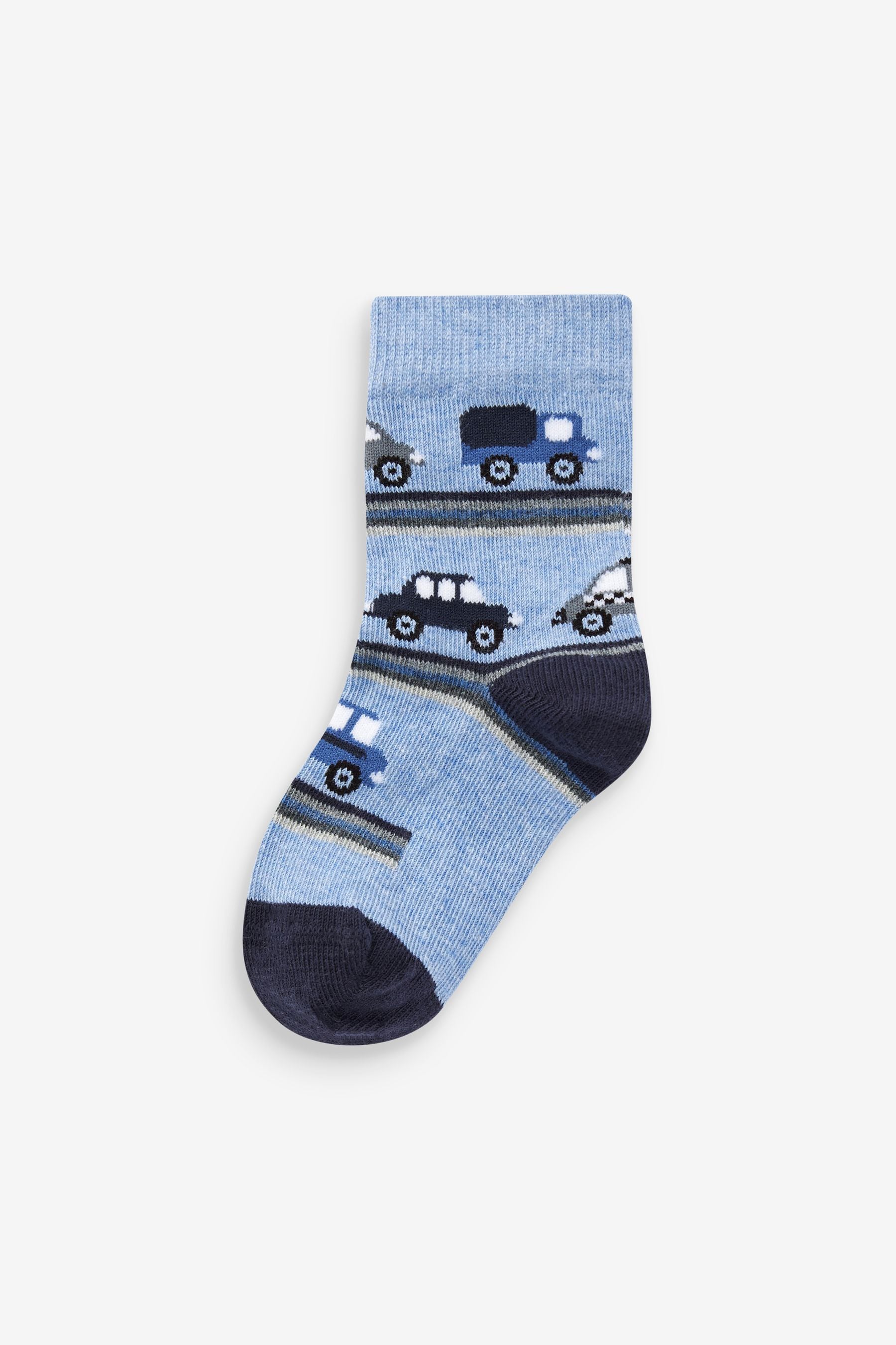 Blue Stripes/Transport Cotton Rich Socks 7 Pack