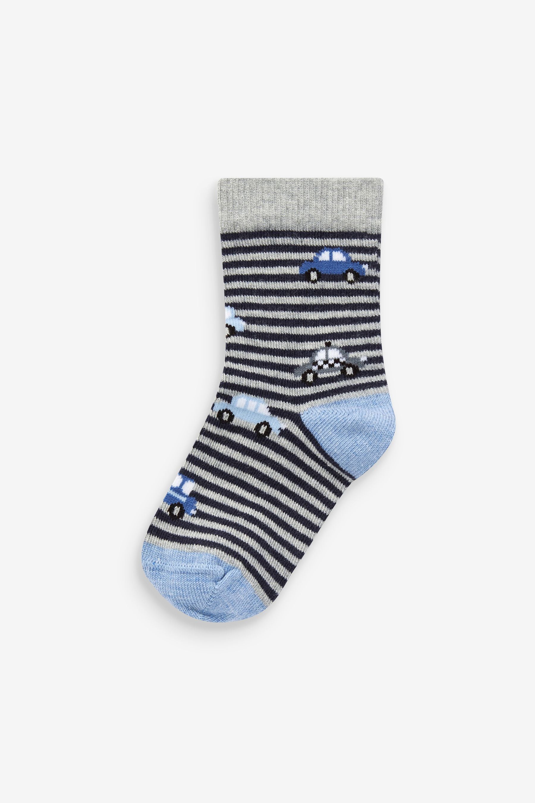 Blue Stripes/Transport Cotton Rich Socks 7 Pack